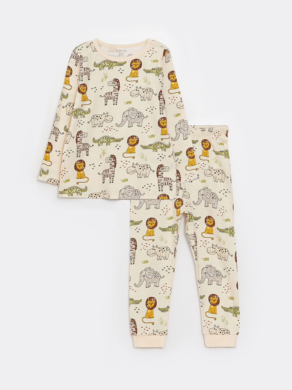 Crew Neck Long Sleeve Printed Baby Boy Pajama Set