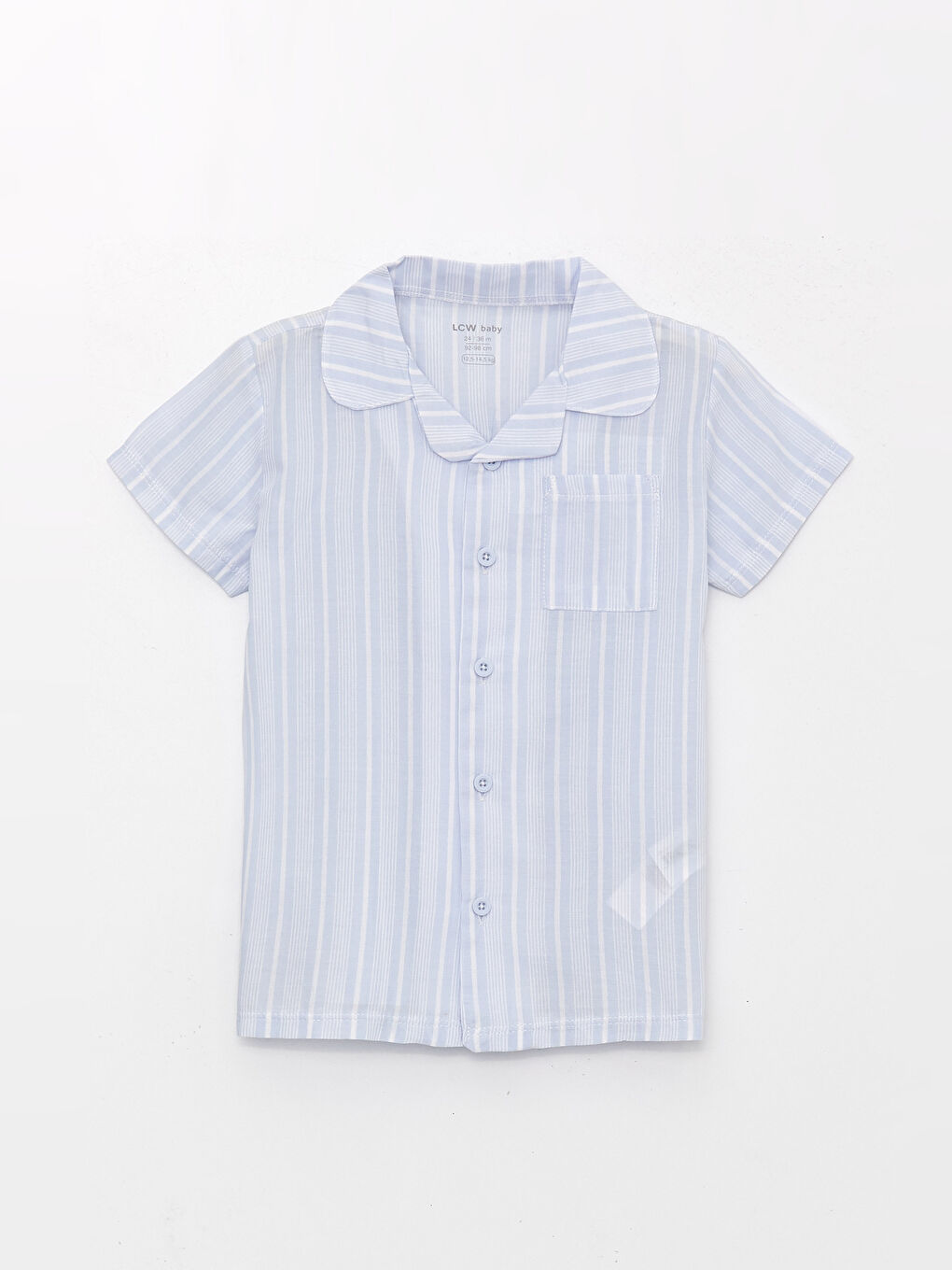 Mavi Gömlek Yaka Kısa Kollu Çizgili Erkek Bebek Pijama Takımı-3