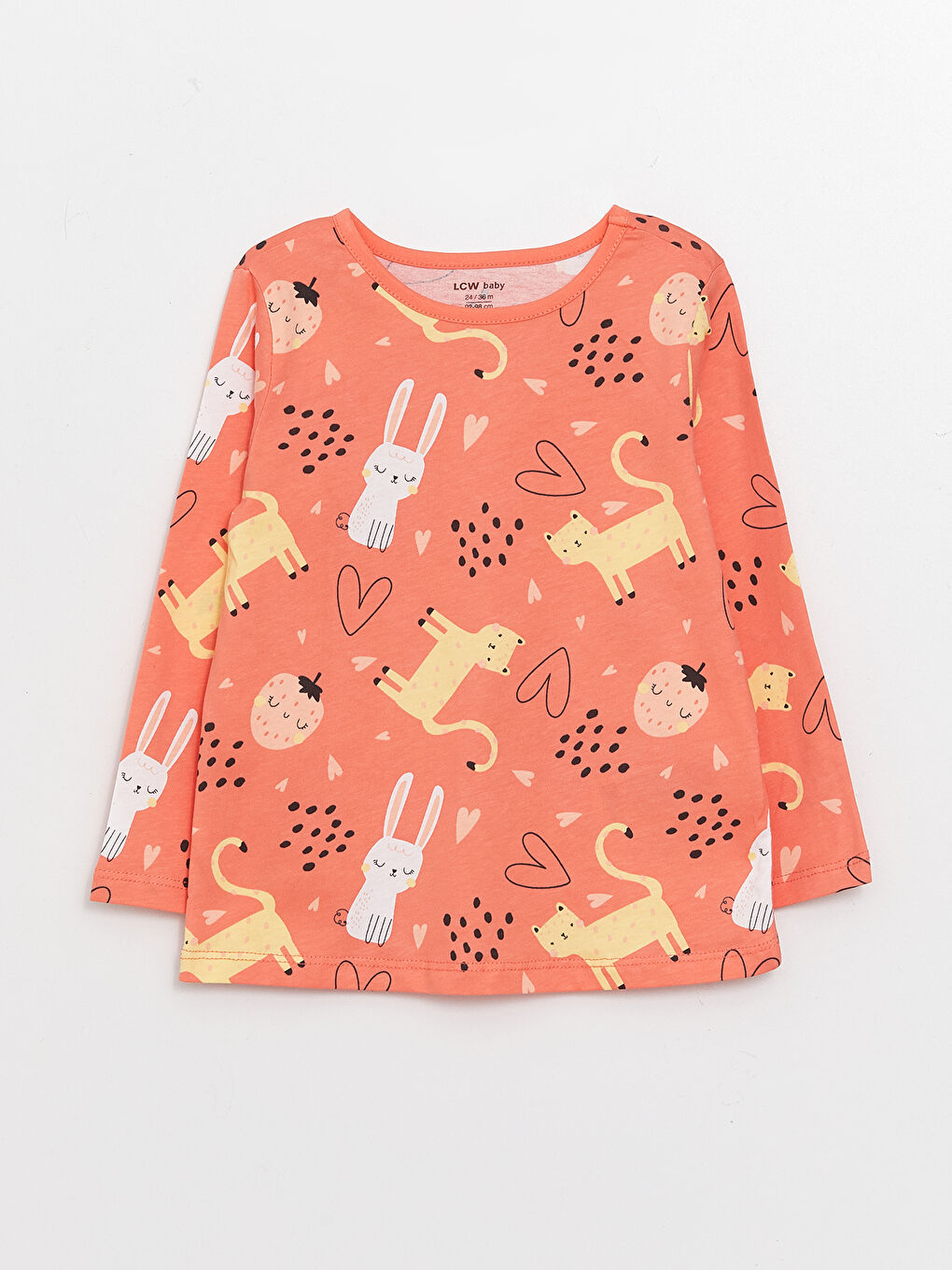 طقم بيجامة بنات صغيرات ياقة دائرية مطبوع مجموعتين-1