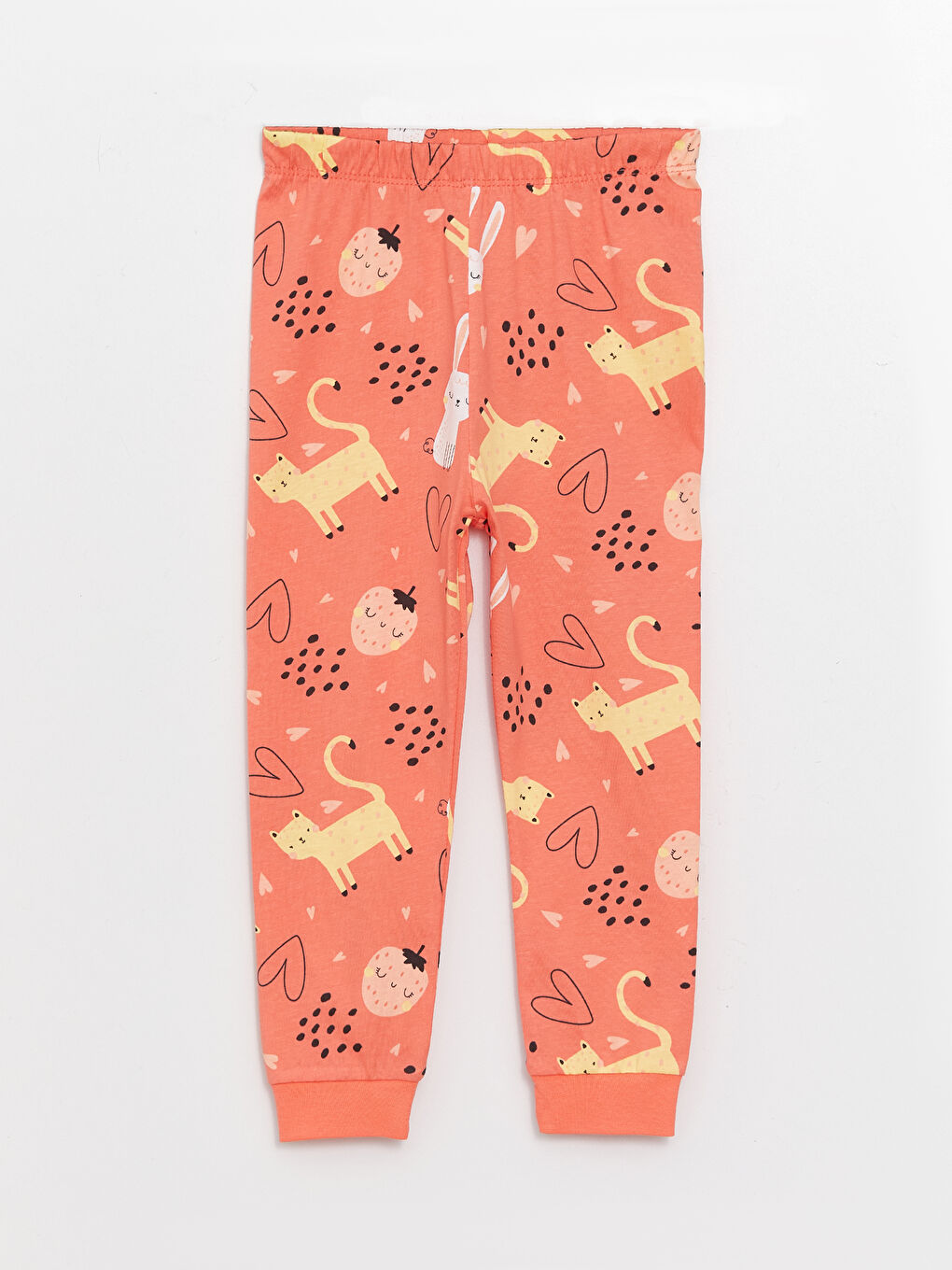 طقم بيجامة بنات صغيرات ياقة دائرية مطبوع مجموعتين-2