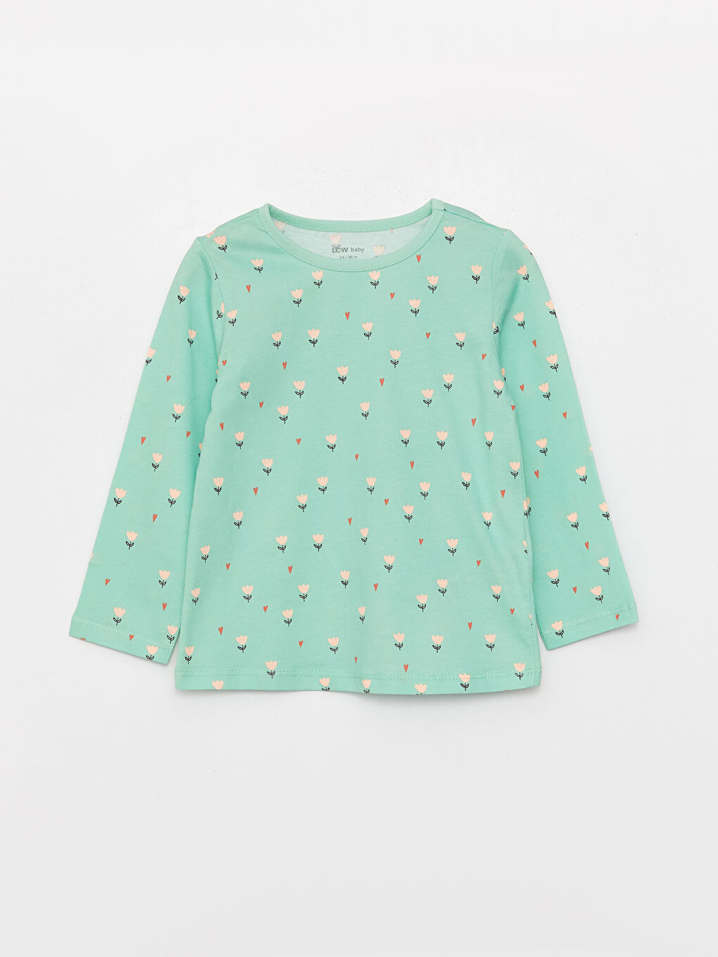 Set de pijama din bumbac pentru bebeluși fete, cu mânecă lungă și guler rotund, model imprimat-1