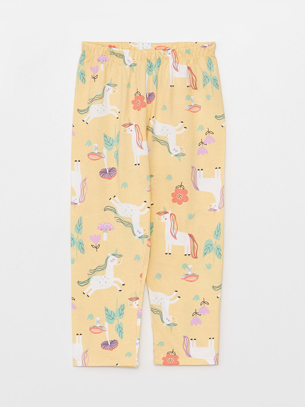 Sarı Polo Yaka Uzun Kollu Baskılı Pamuklu Kız Bebek Pijama Takımı-2