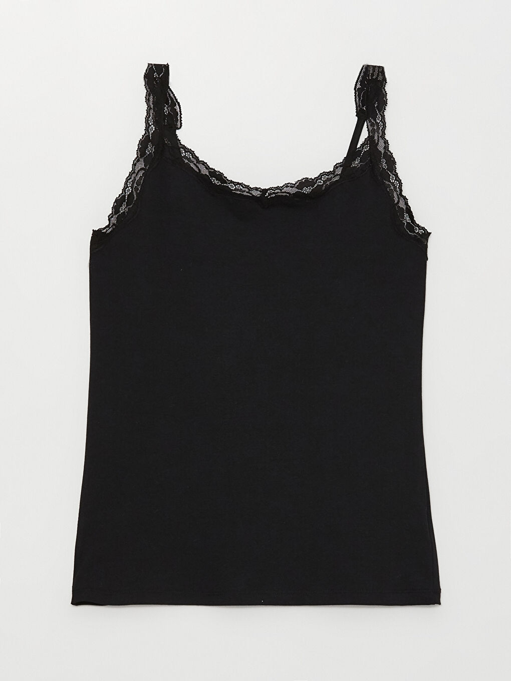 Siyah U Yaka Dantel Detaylı Kadın Atlet-5