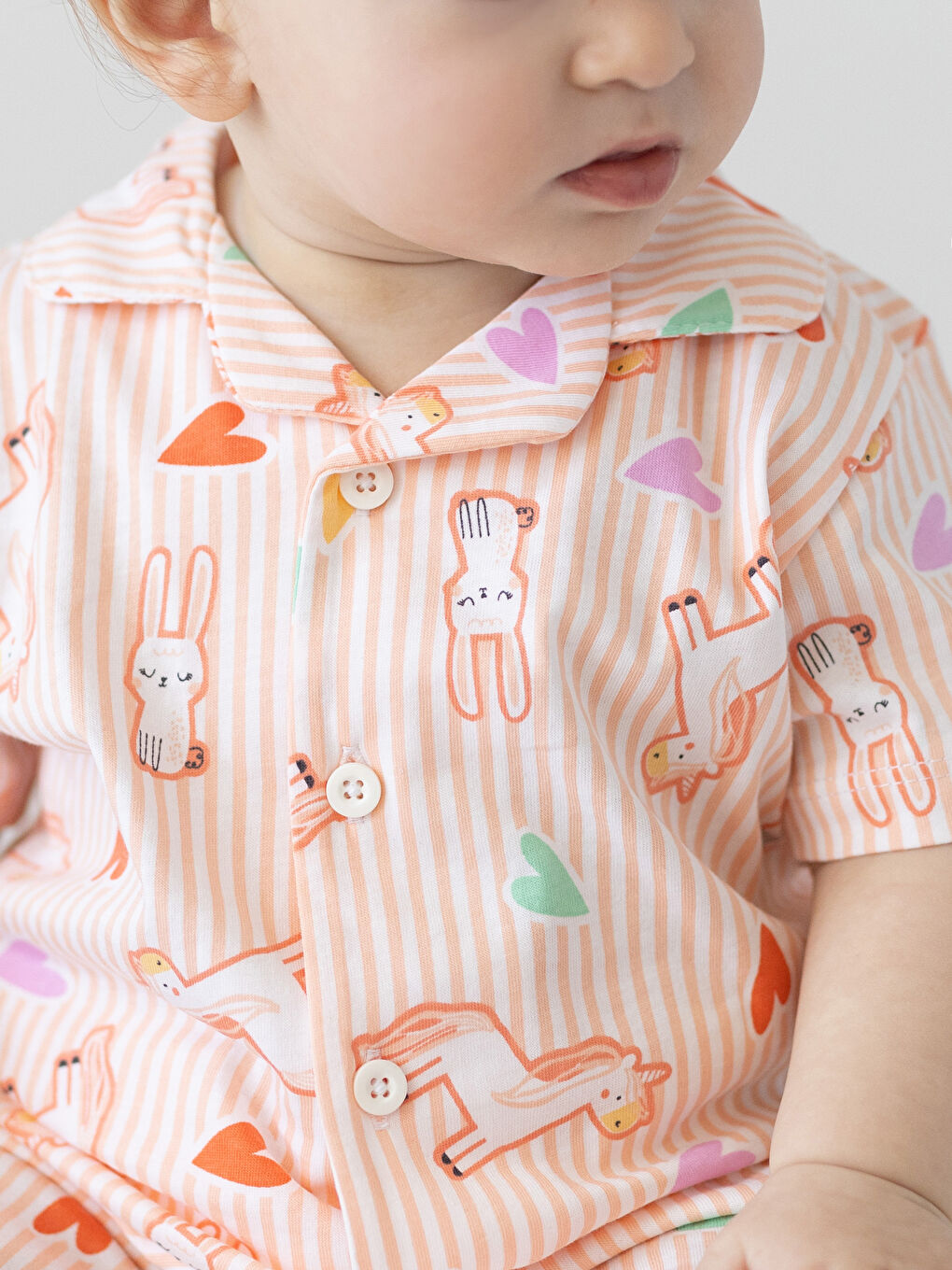 Пижамный комплект для малышки девочки из хлопка с принтом-1