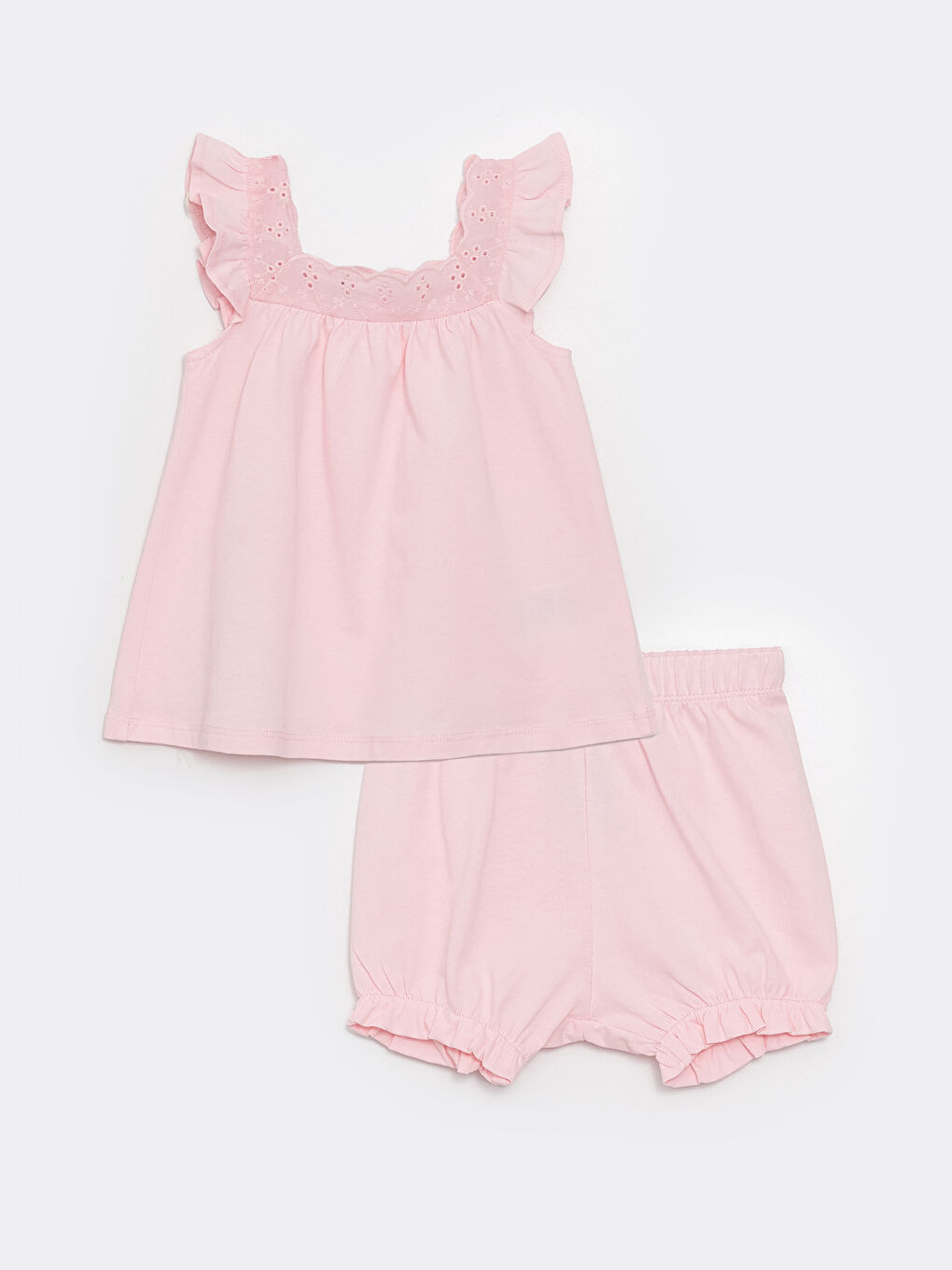 Square Collar Strappy Baby Girls' Blouse and Shorts 2 Pack Set