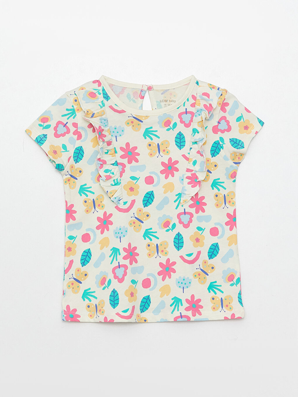 Crew Neck Short Sleeve Printed Baby Girls' Pyjama Set-1