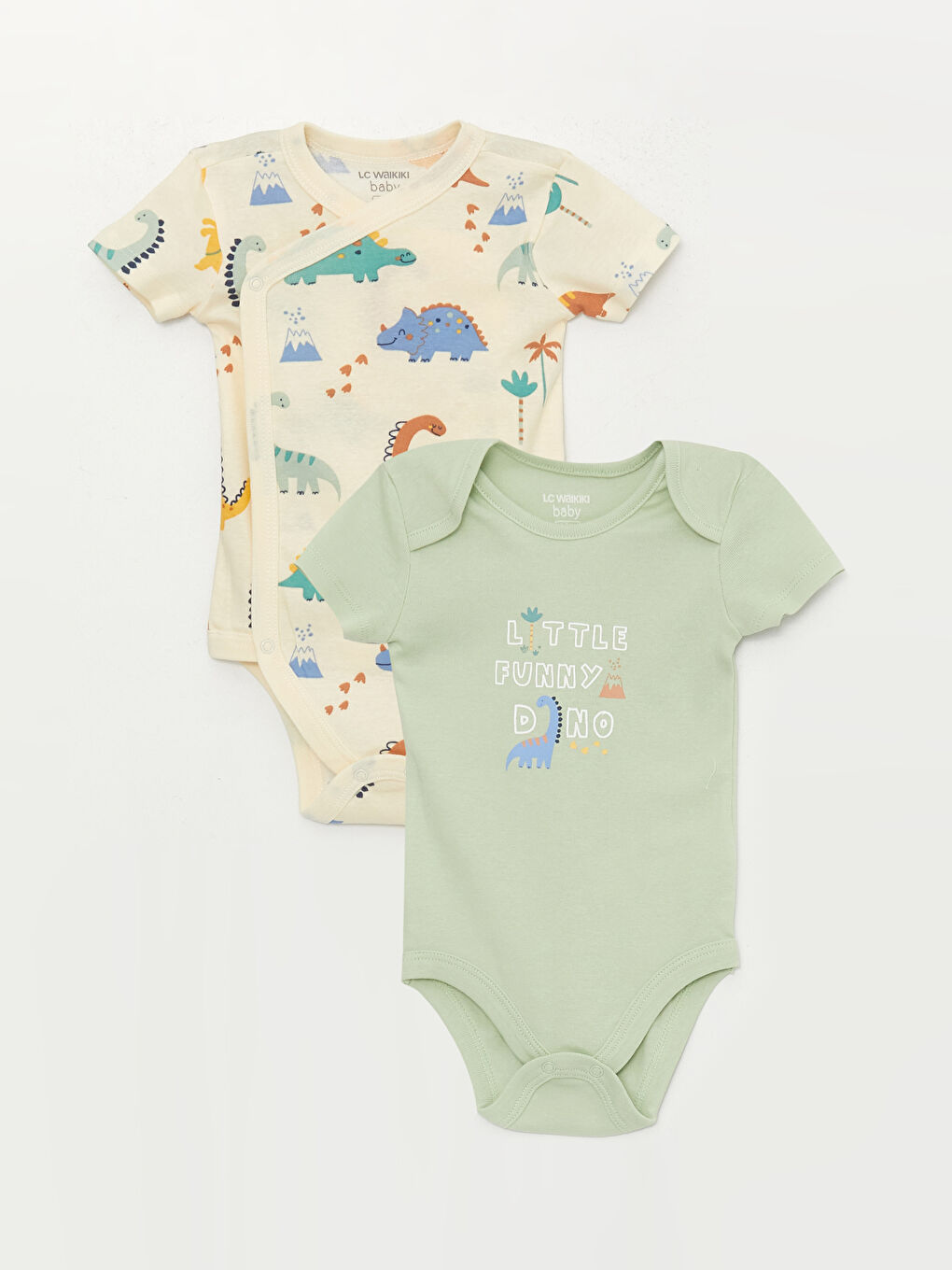 Printed Baby Boy Snap Fastener Bodysuit 2 Pack