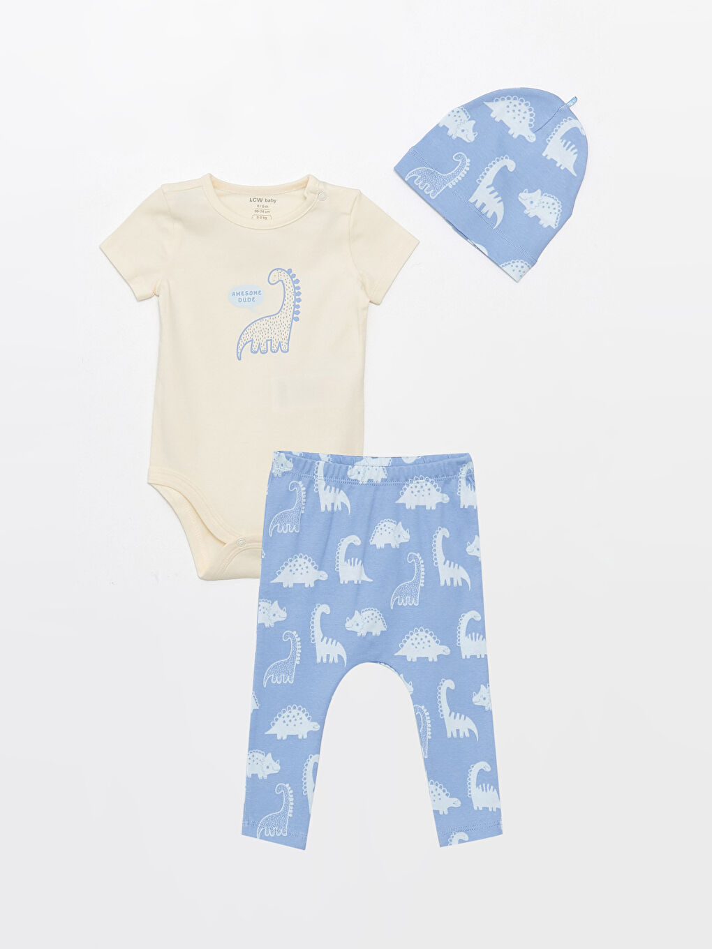 Crew Neck Short Sleeve Printed Baby Boy 3-Piece Suit-8