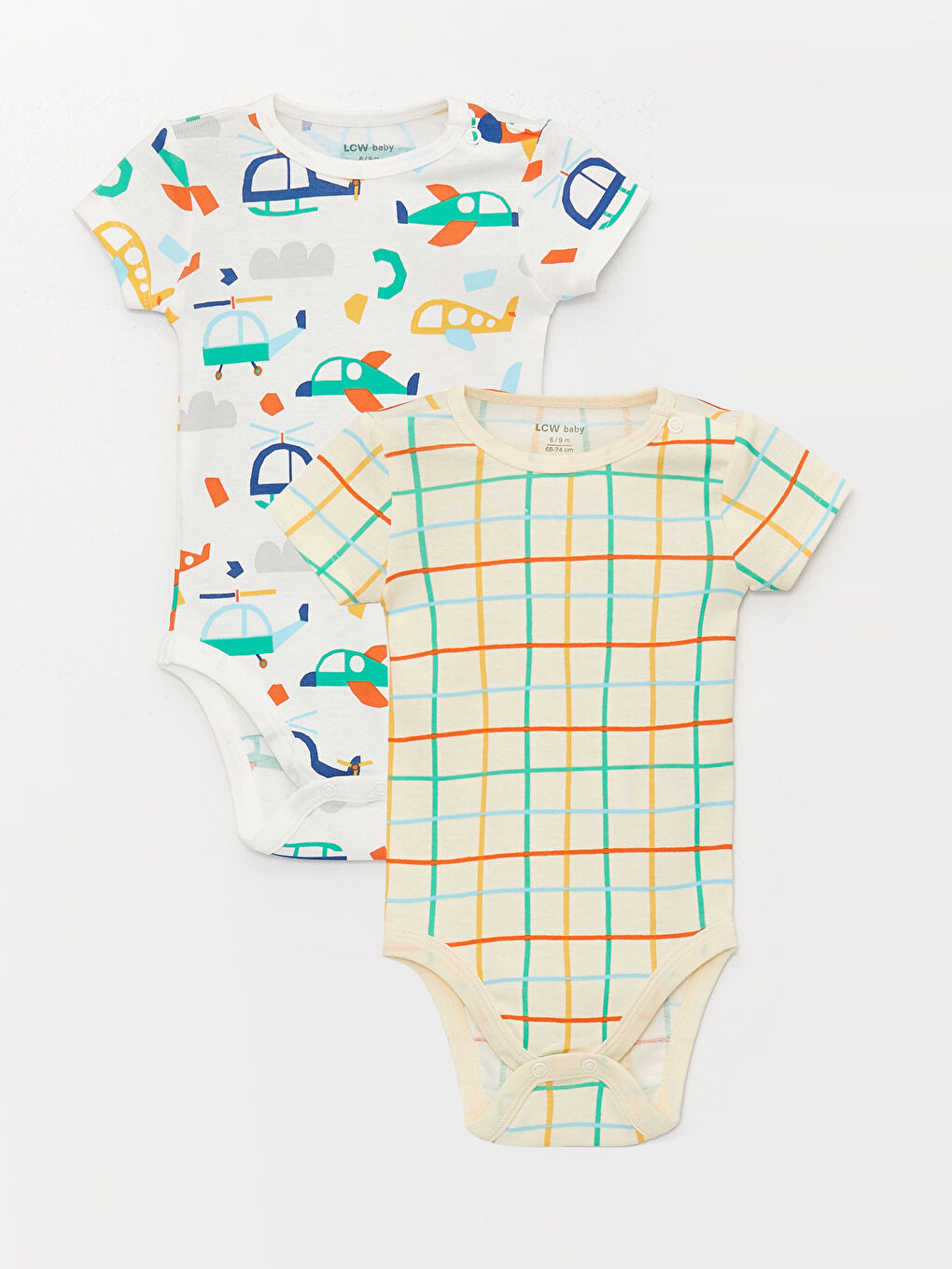 Ekru Baskılı Erkek Bebek Çıtçıtlı Bodysuit 2'li