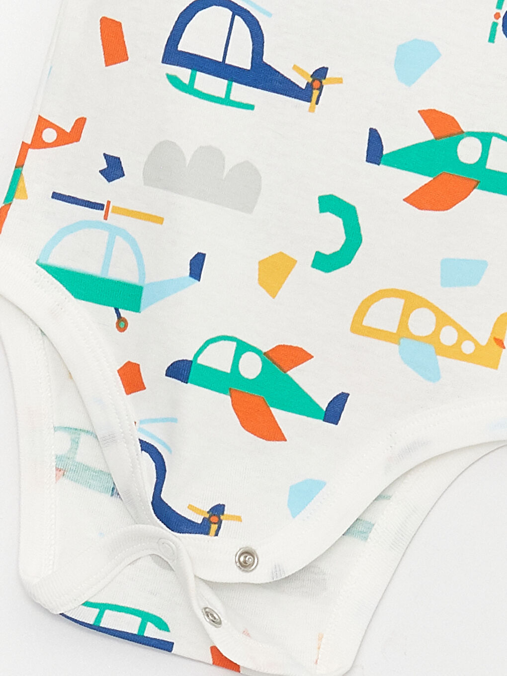 Ekru Baskılı Erkek Bebek Çıtçıtlı Bodysuit 2'li-3