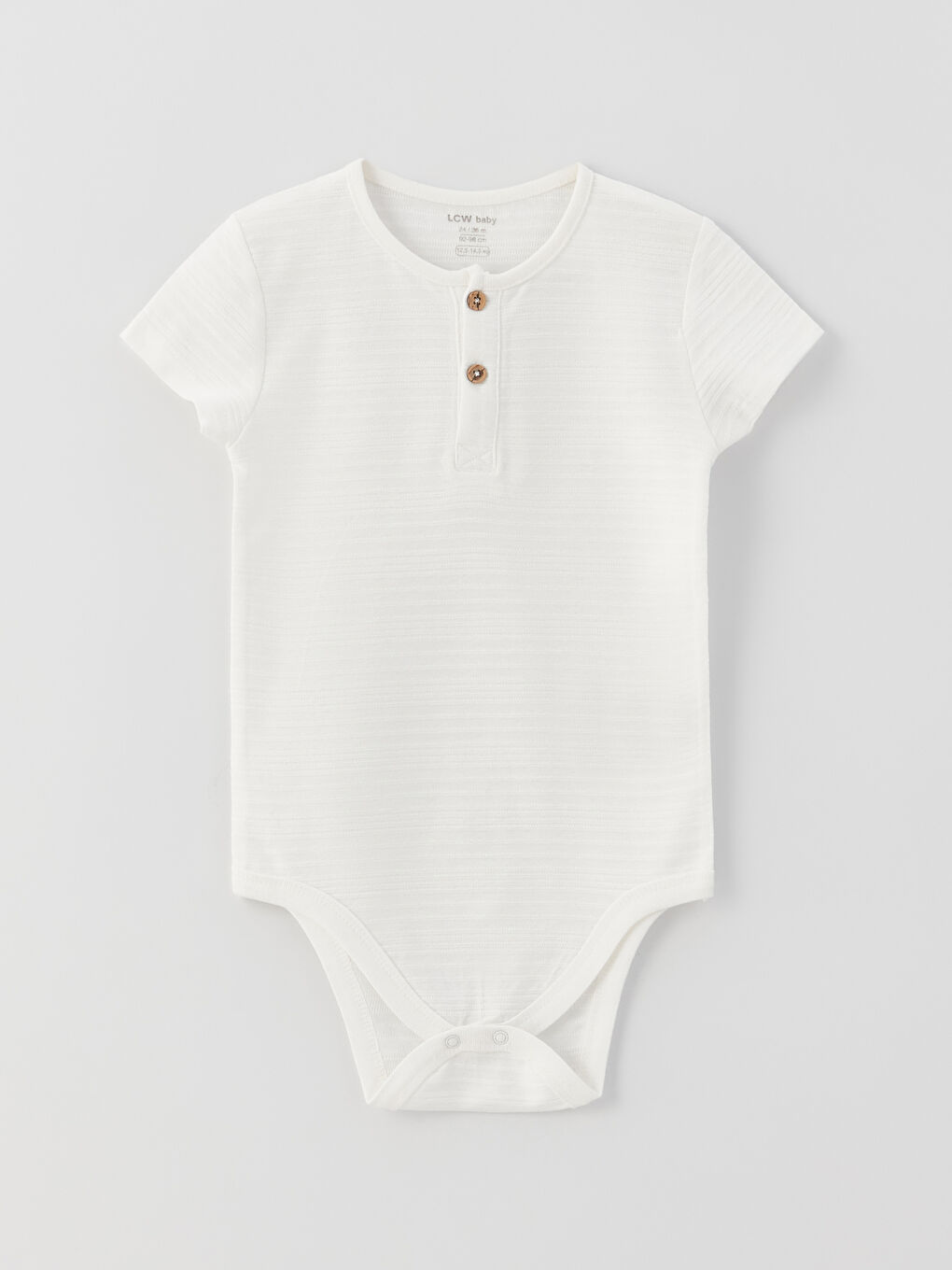 LCW baby Ekru Bisiklet Yaka Kısa Kollu Basic Erkek Bebek Çıtçıtlı Bodysuit
