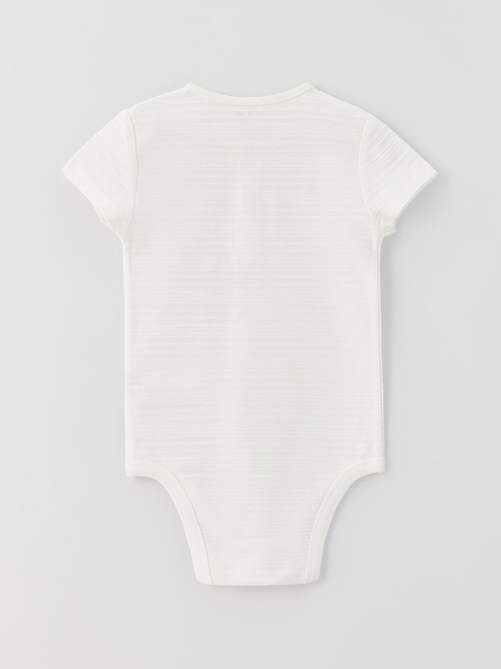 LCW baby Ekru Bisiklet Yaka Kısa Kollu Basic Erkek Bebek Çıtçıtlı Bodysuit - 1