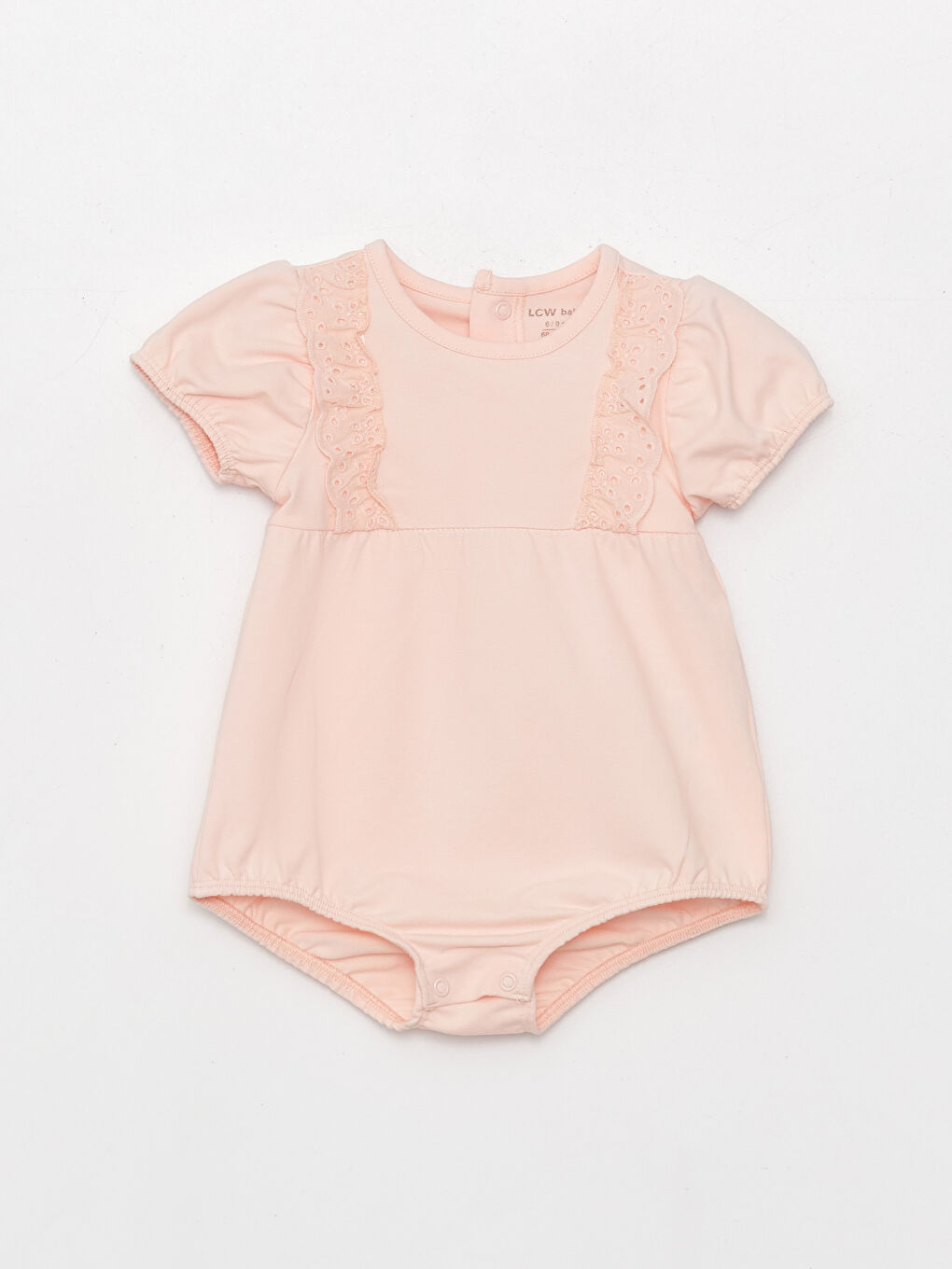 Pembe Bisiklet Yaka Kısa Kollu Kız Bebek Çıtçıtlı Bodysuit