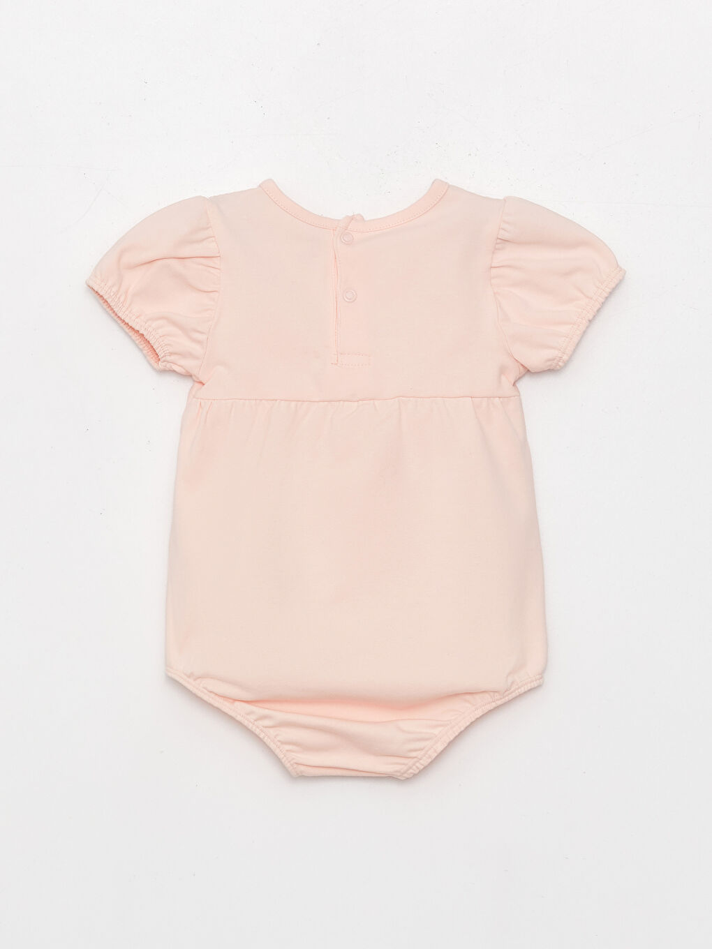 Pembe Bisiklet Yaka Kısa Kollu Kız Bebek Çıtçıtlı Bodysuit-1