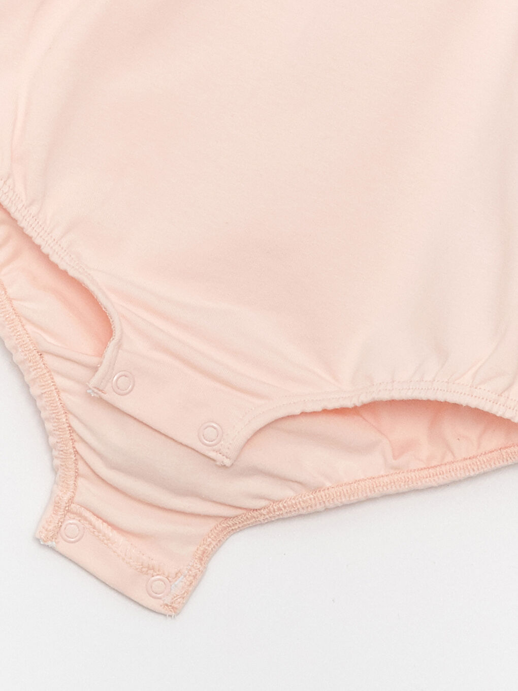 Pembe Bisiklet Yaka Kısa Kollu Kız Bebek Çıtçıtlı Bodysuit-2