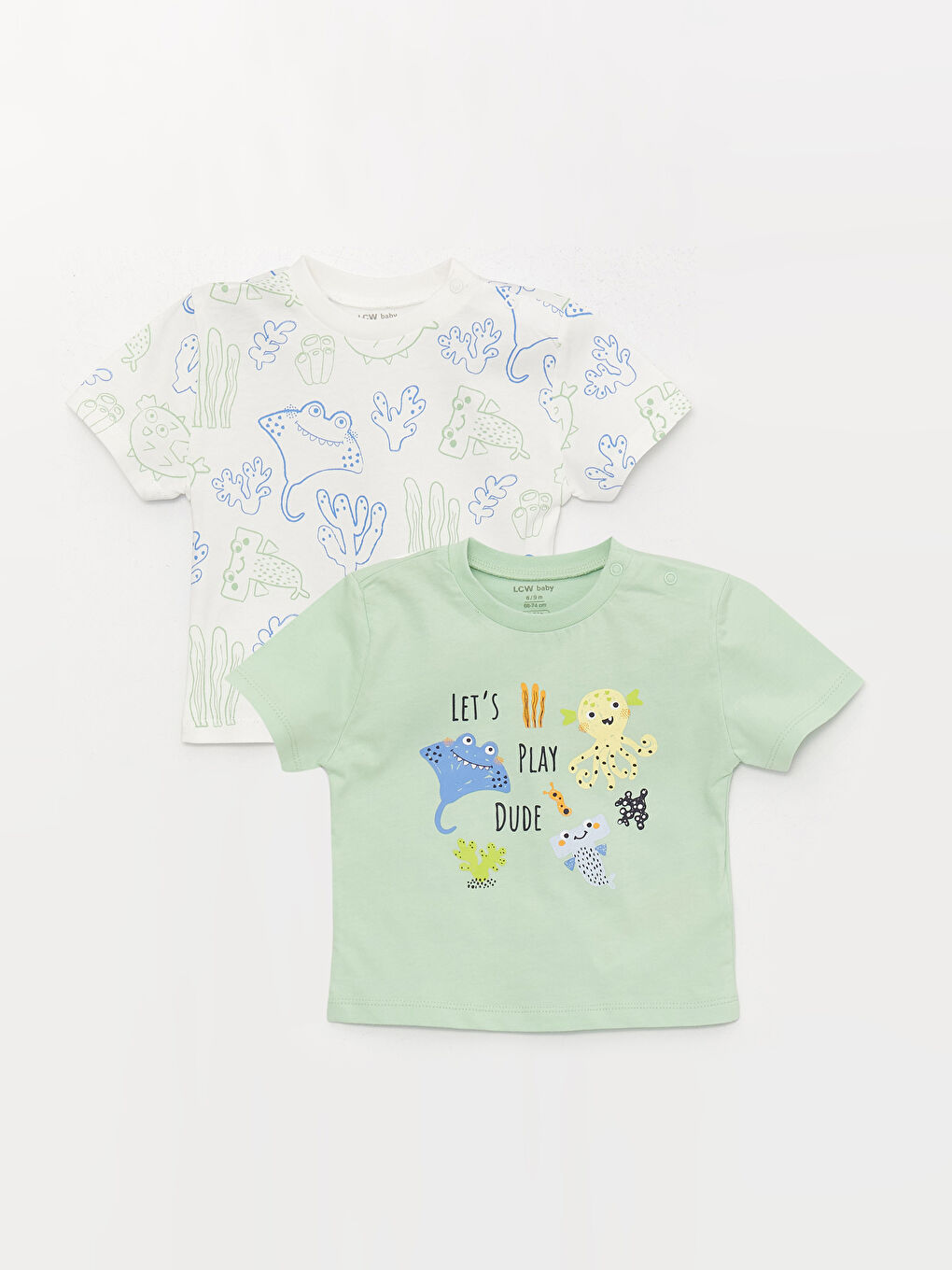 Lot de 2 T-Shirts pour Bébé Garçons à Manches Courtes et Col Rond Imprimés