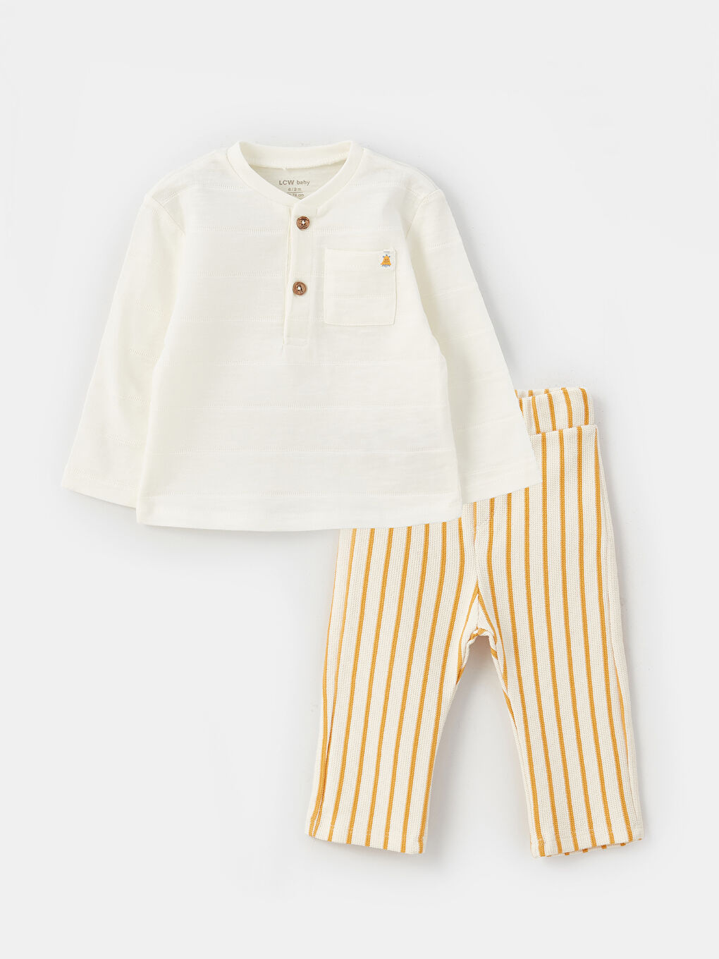 Tricou cu Mânecă Lungă și Guler Rotund pentru Bebeluși Băieți și Pantaloni Set 2 Bucăți