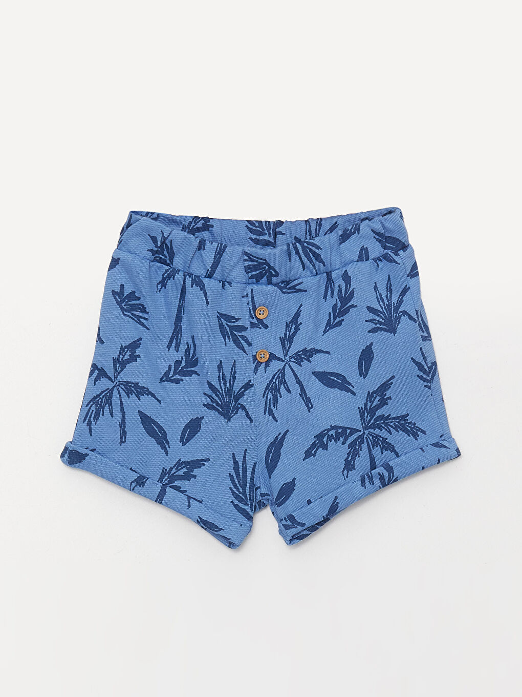 Mavi Kısa Kollu Desenli Erkek Bebek Gömlek ve Şort 2'li Takım-2