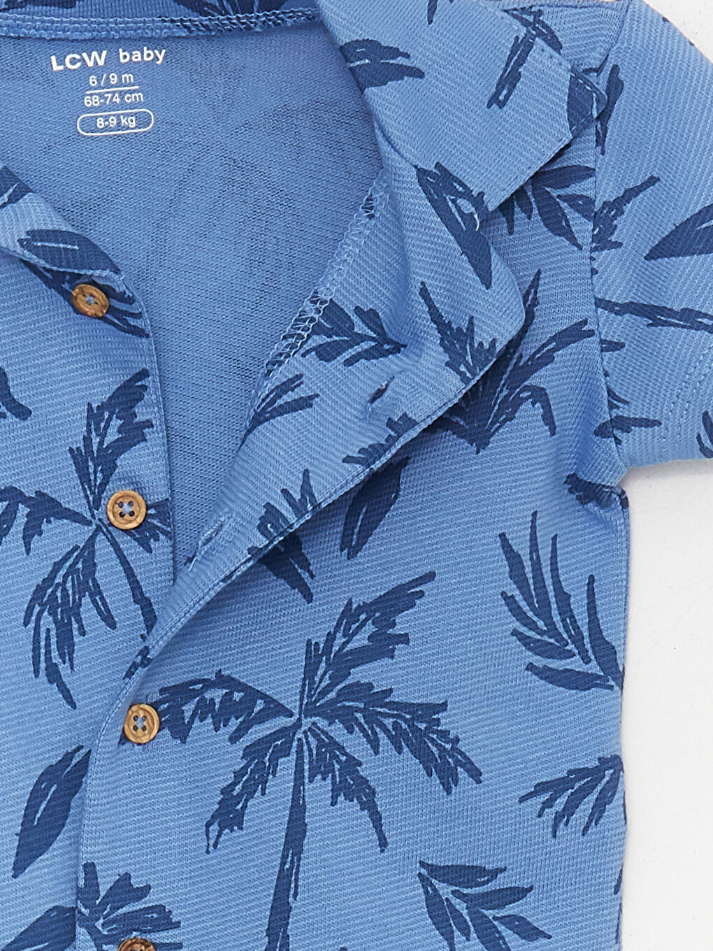 Mavi Kısa Kollu Desenli Erkek Bebek Gömlek ve Şort 2'li Takım-3