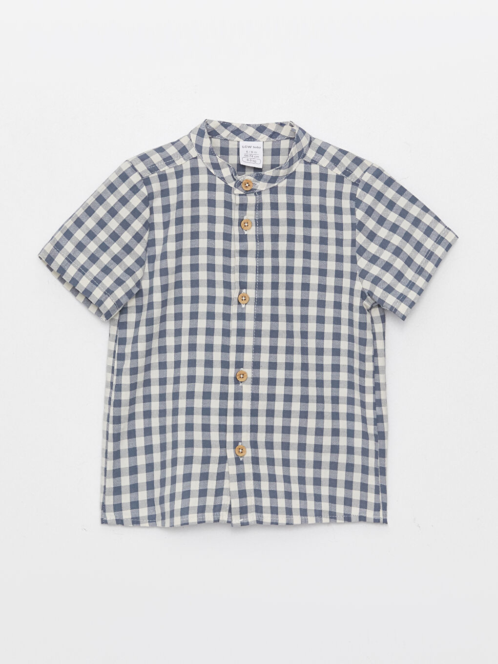 Тік жағалы қысқа жең торлы өрнекті ұл балаға арналған жейде мен шалбар 2 данадан тұратын жинақ-1