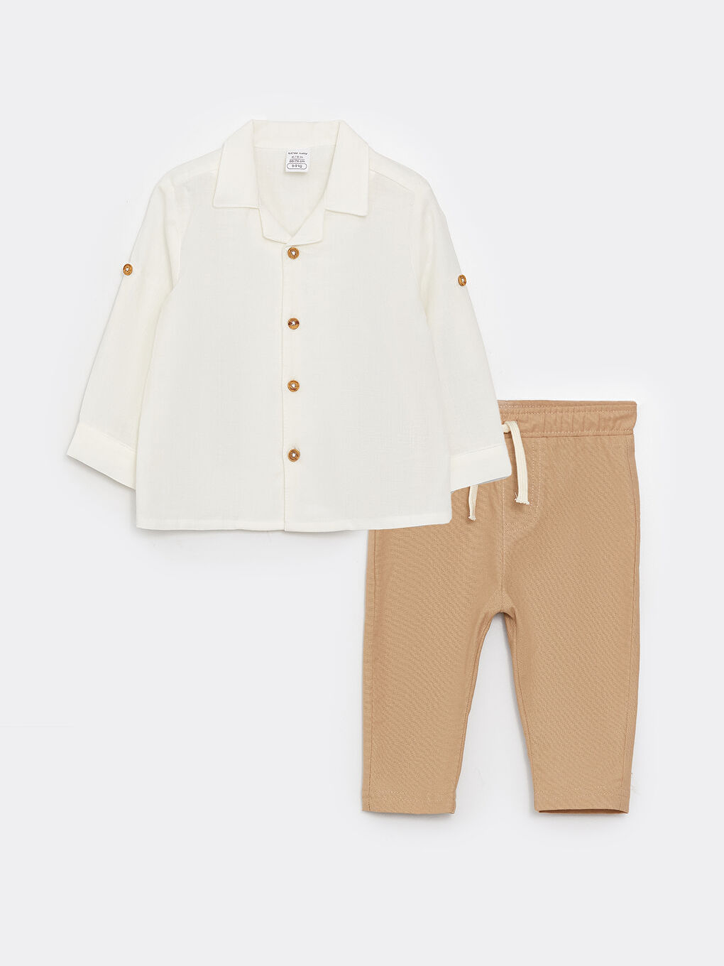 Set Cămașă și Pantaloni Bebeluși Băieți cu Mânecă Lungă, 2 Bucăți