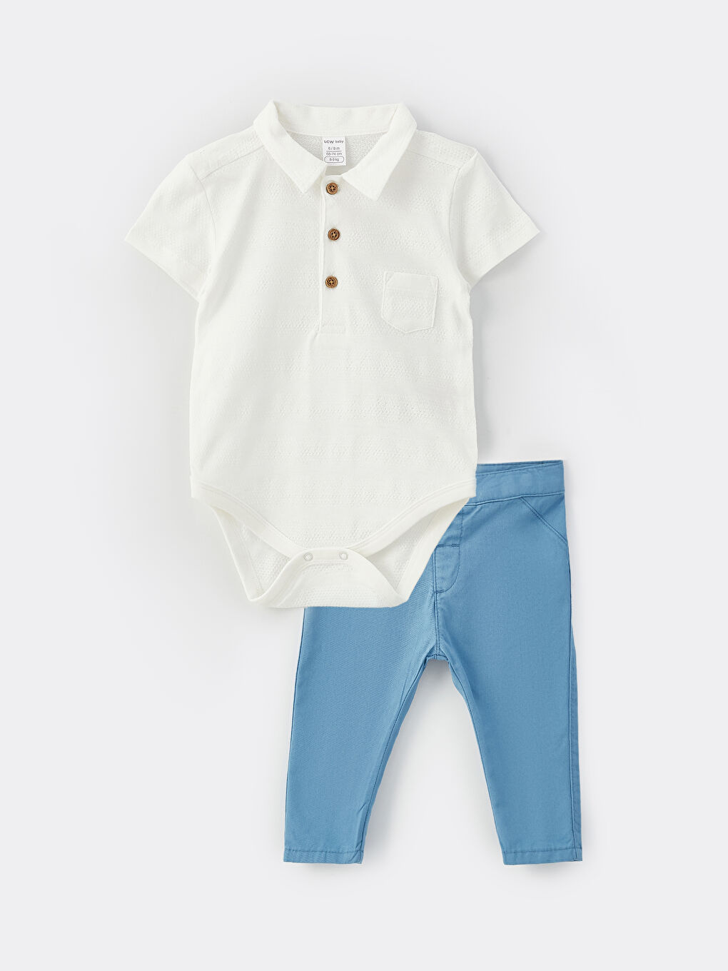 LCW baby Polo Collar Short Sleeved Baby Boy with Snap Fastener Body and Trousers 2-Piece Set -S38924Z1-R9J