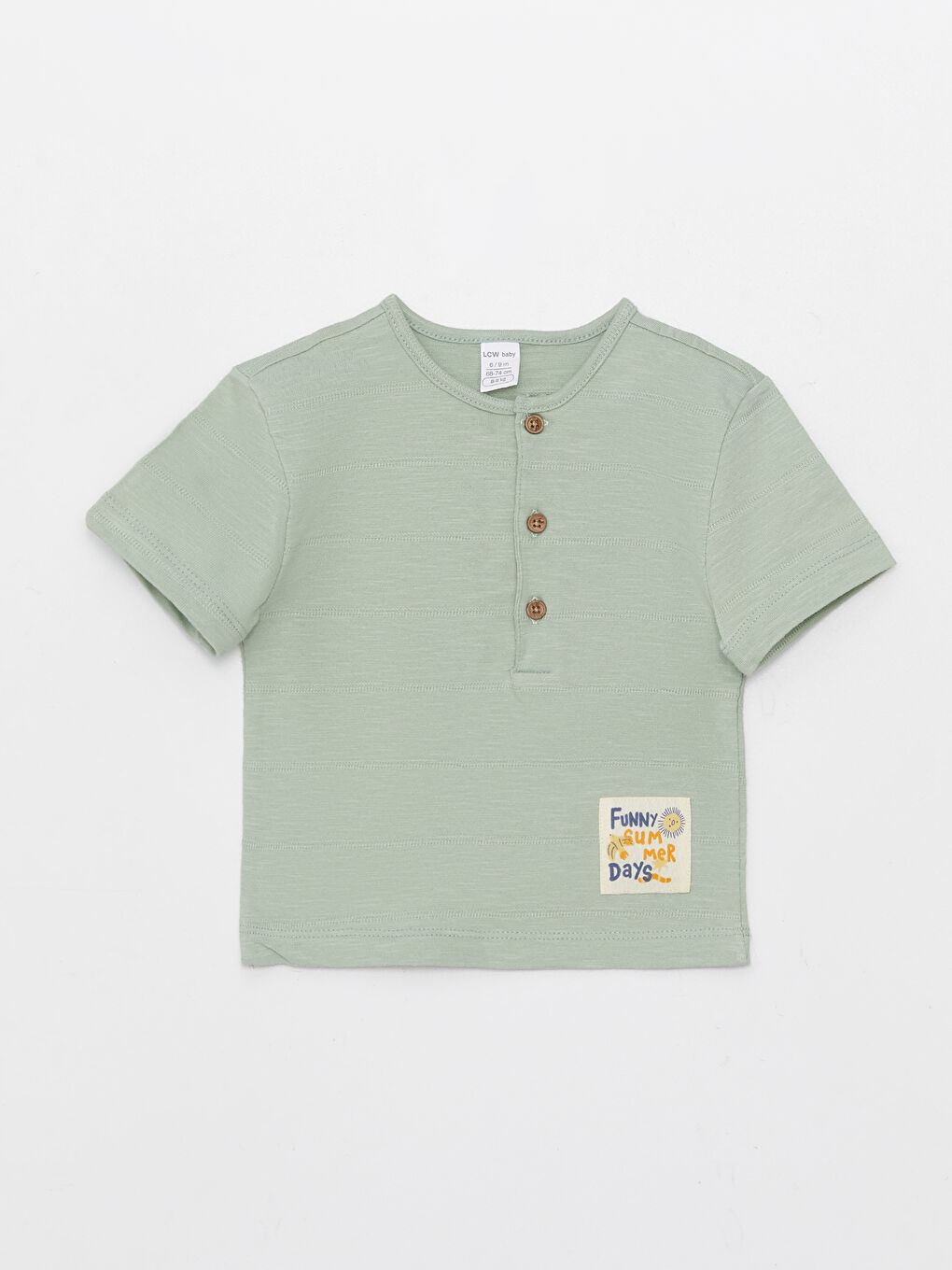 Yeşil Bisiklet Yaka Kısa Kollu Erkek Bebek Tişört ve Jean Pantolon 2'li Takım-1