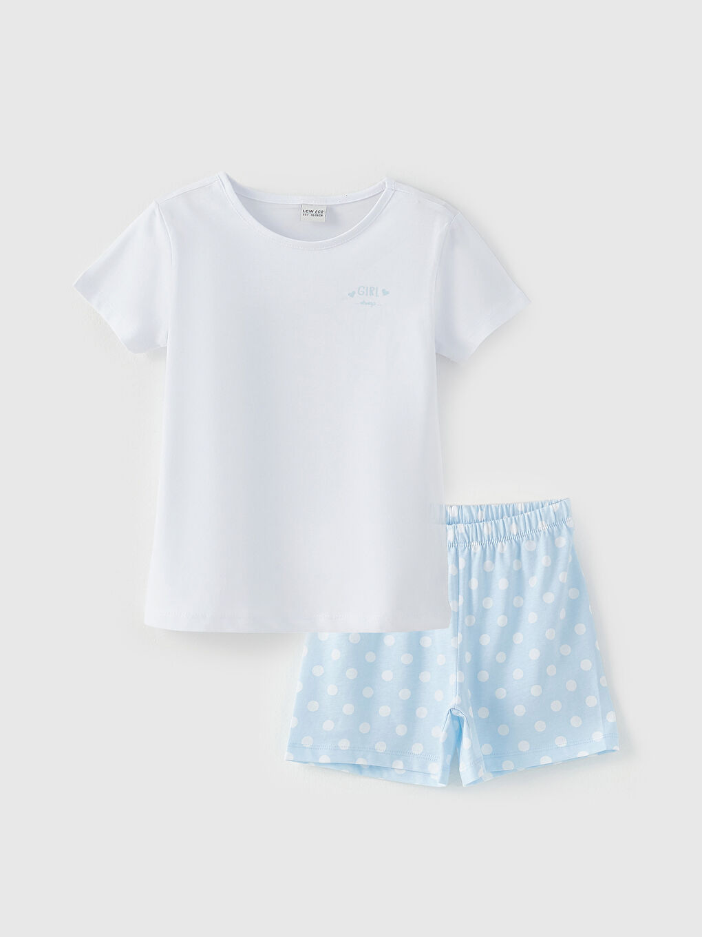 Mavi Bisiklet Yaka Baskılı Kısa Kollu Kız Çocuk Şortlu Pijama Takımı