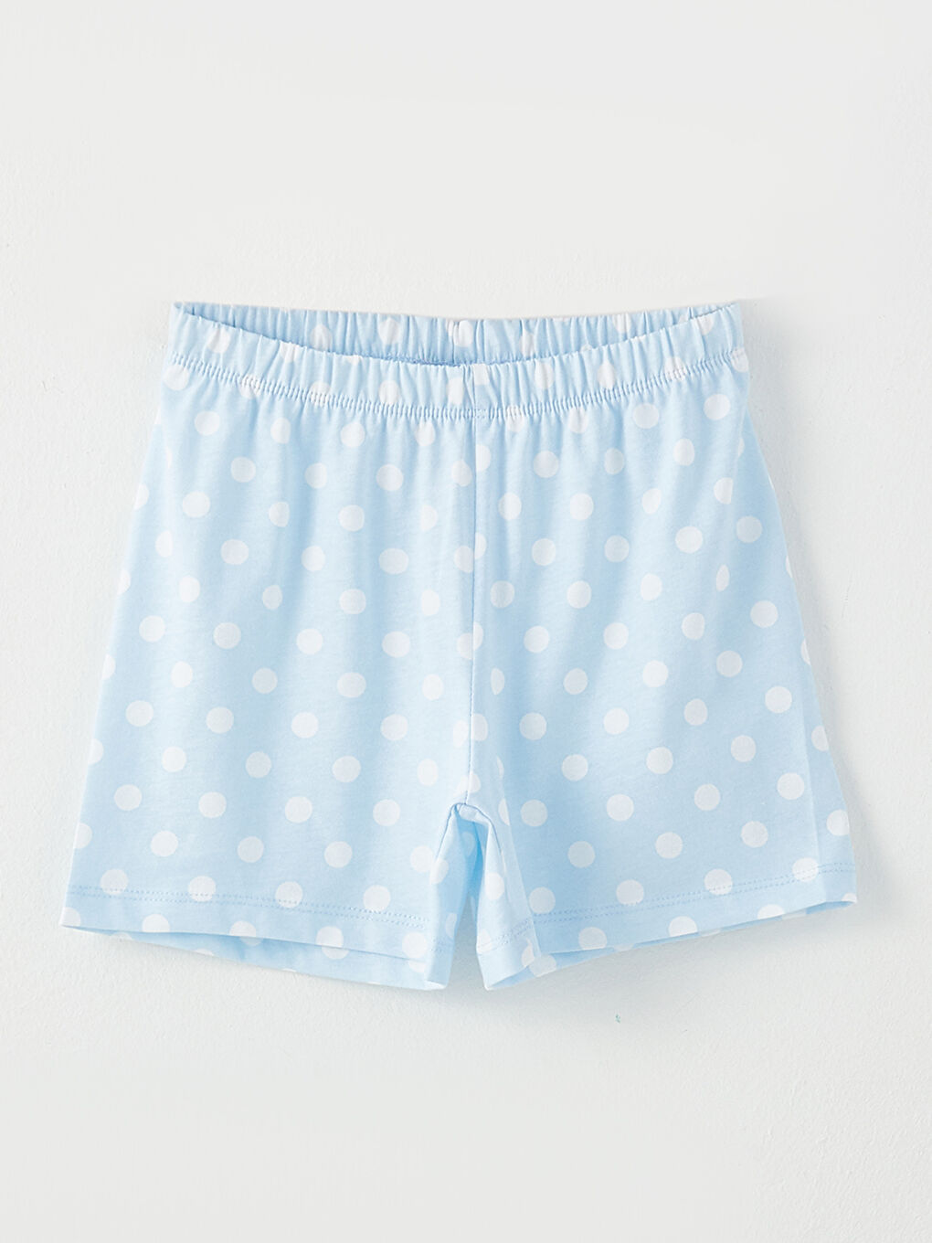 Mavi Bisiklet Yaka Baskılı Kısa Kollu Kız Çocuk Şortlu Pijama Takımı-2