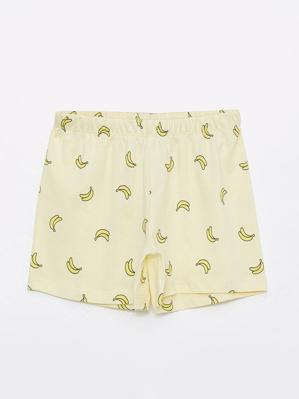 Sarı Bisiklet Yaka Baskılı Kısa Kollu Kız Çocuk Şortlu Pijama Takımı-2