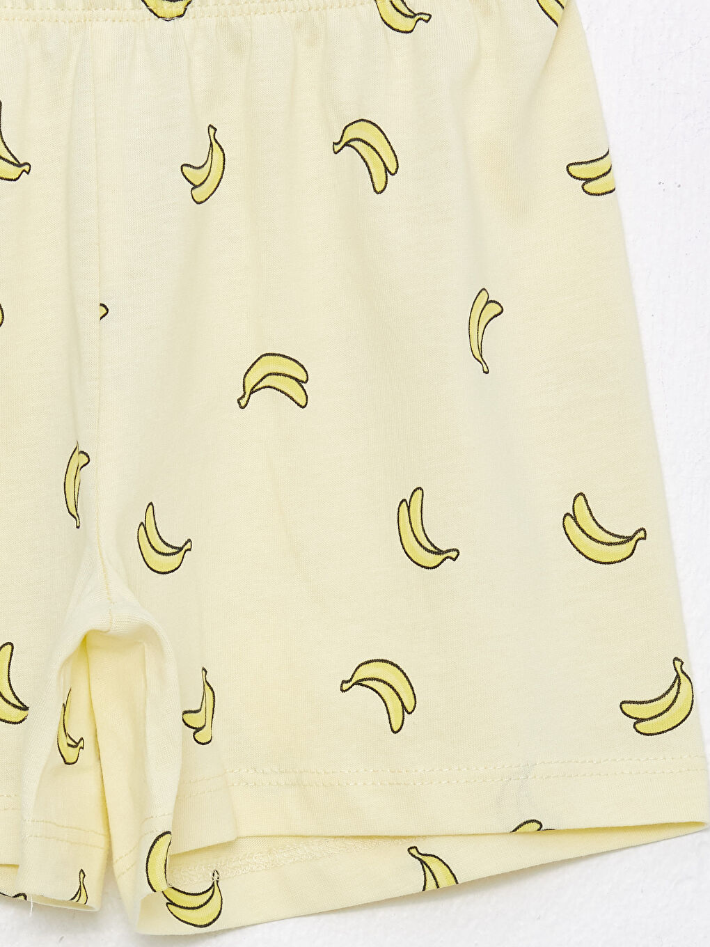 Sarı Bisiklet Yaka Baskılı Kısa Kollu Kız Çocuk Şortlu Pijama Takımı-3