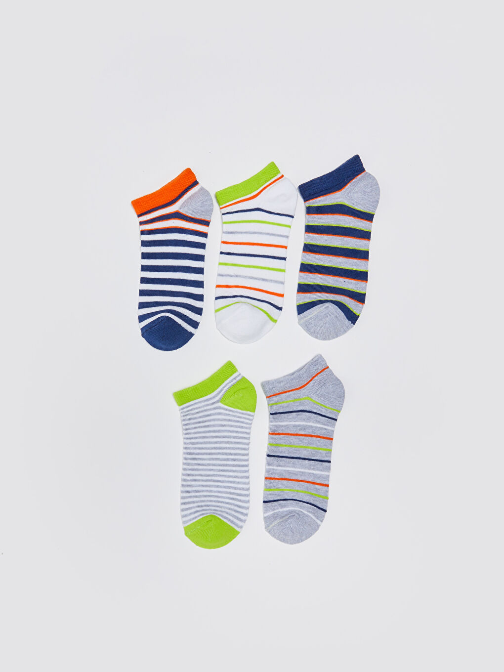 Karışık Çizgili Erkek Çocuk Patik Çorap 5'li