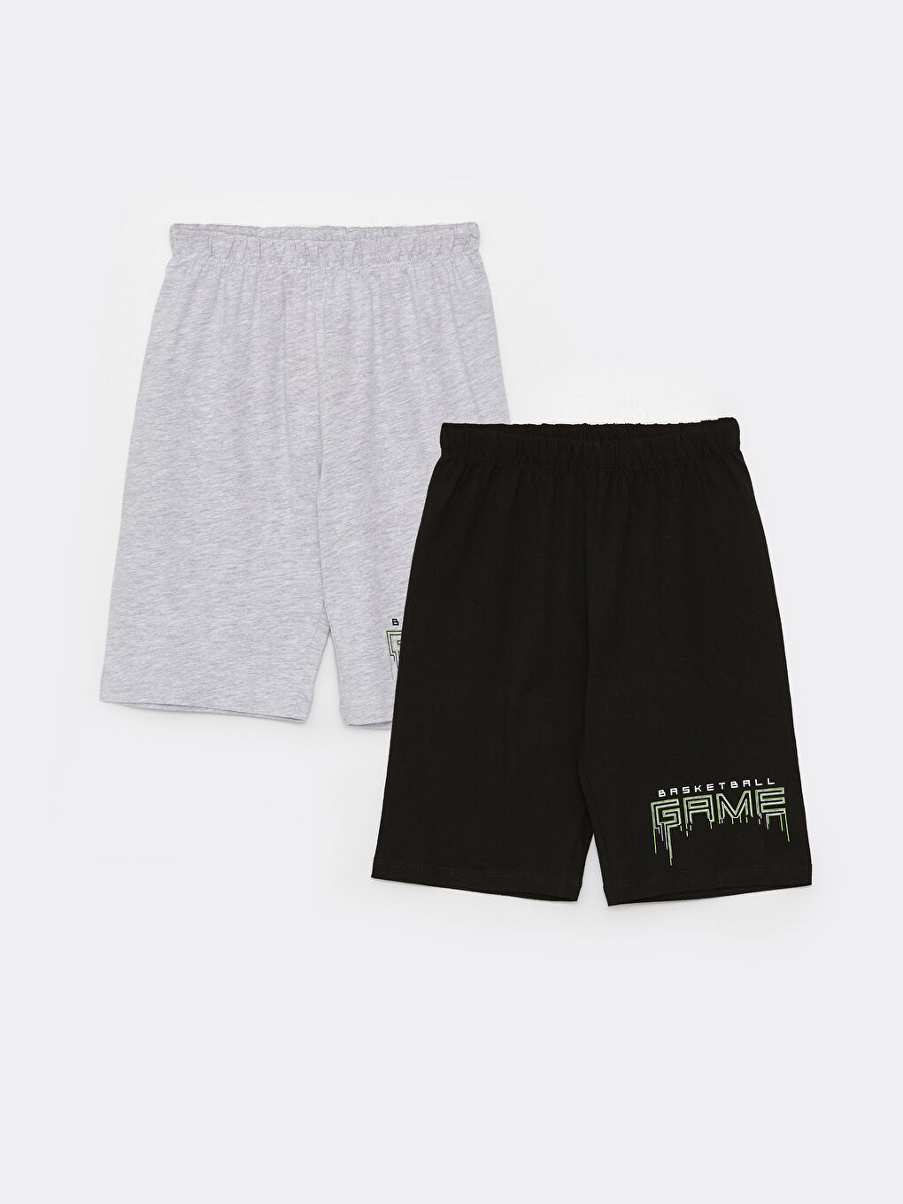 LCW Kids Gri Beli Lastikli Baskılı Erkek Çocuk Pijama Şort 2'li