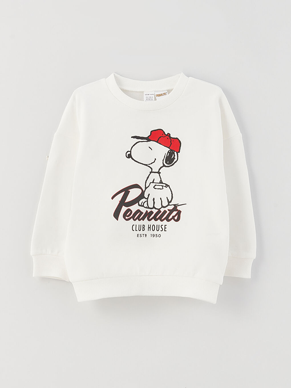 Crew Neck Long Sleeve Snoopy Printed Baby Boy Sweatshirt