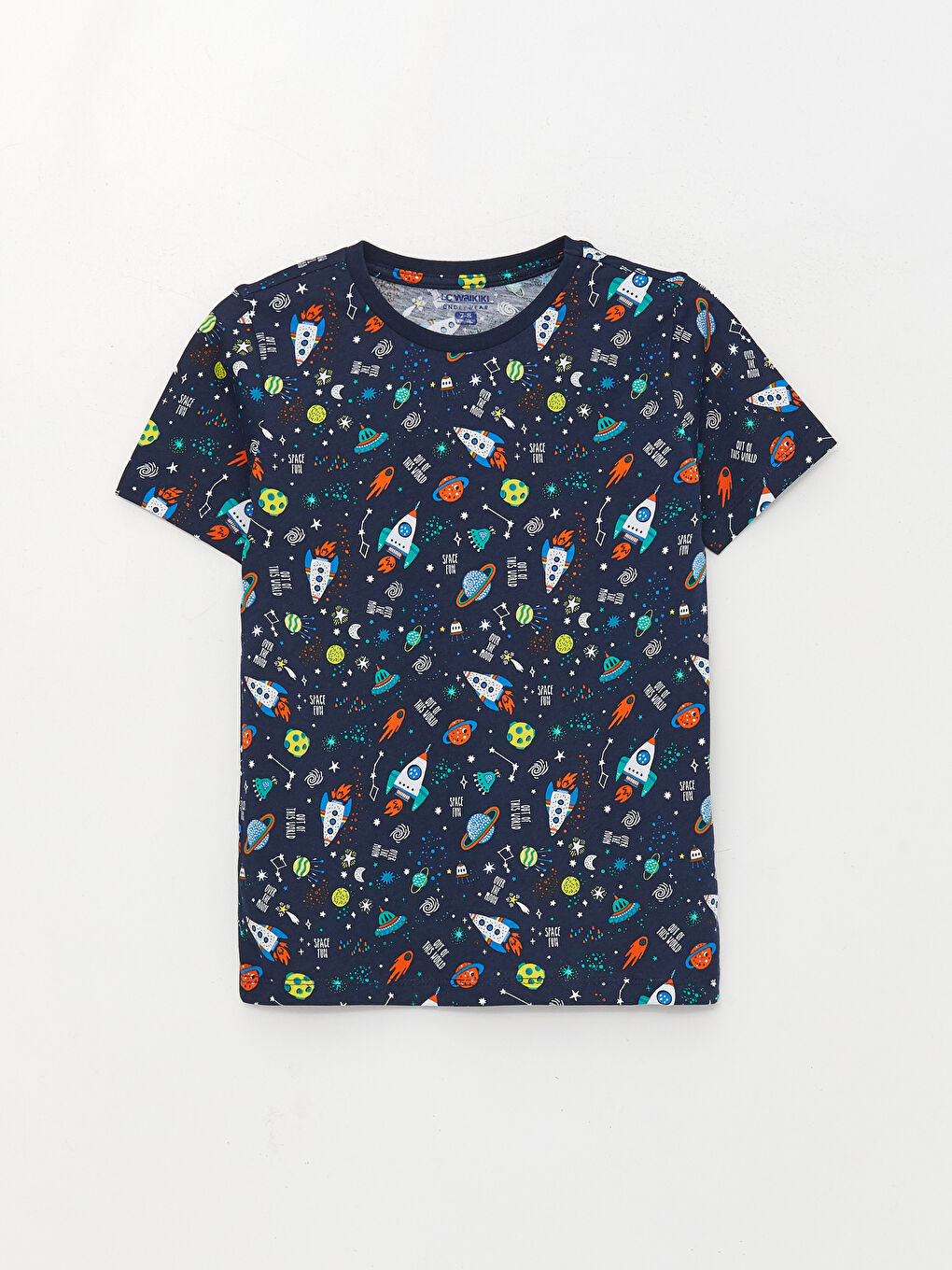 Crew Neck Printed Short Sleeve Boys' Pyjama Set-1