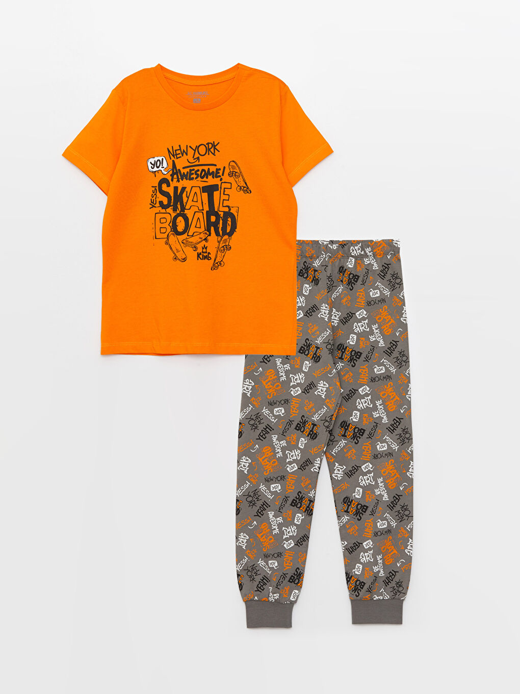 Set de pijama pentru Băieți cu Guler Rotund, Imprimat, Mânecă Scurtă-2