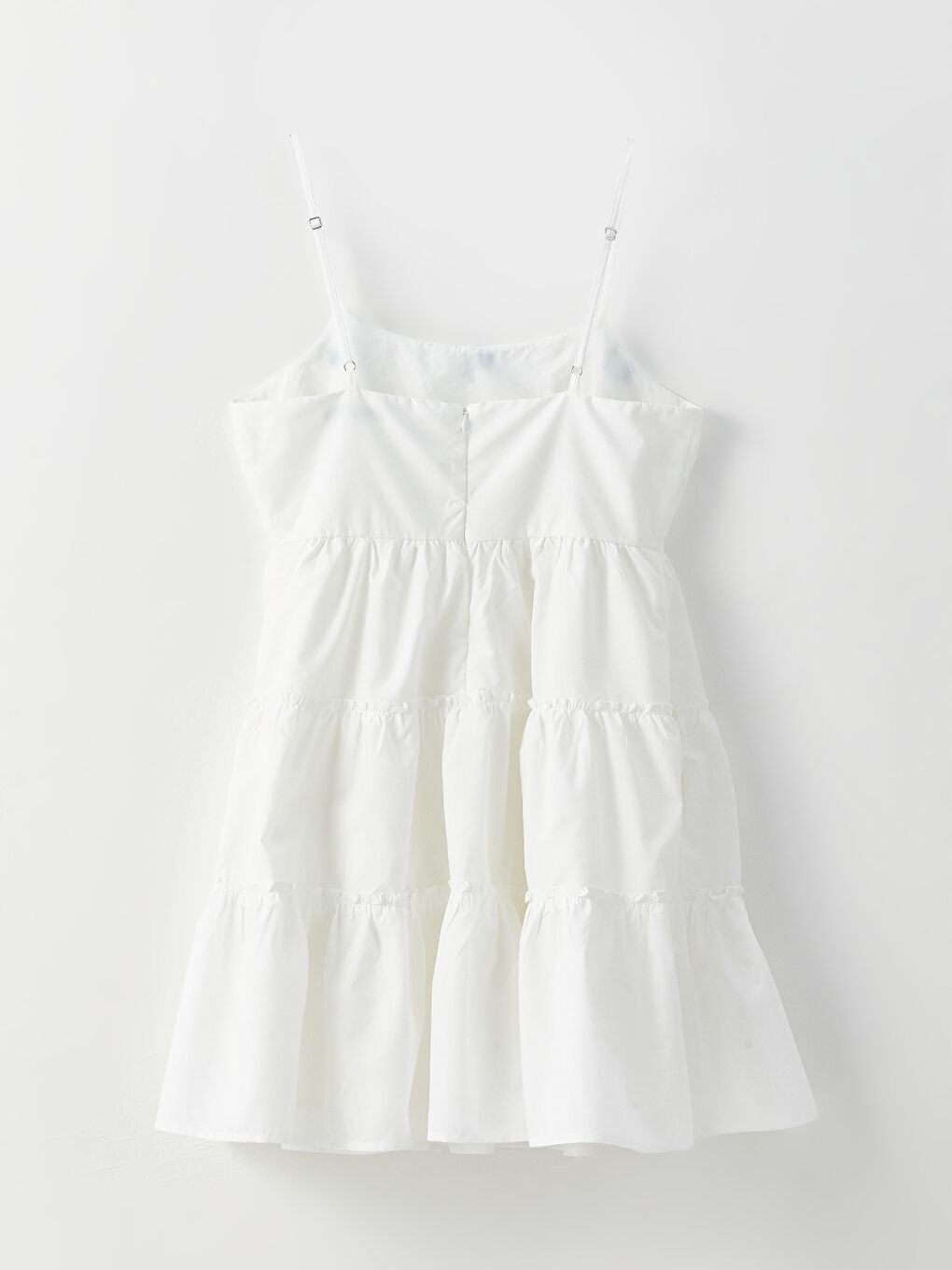 U Neck Embroidered Strap Poplin Women's Dress-6