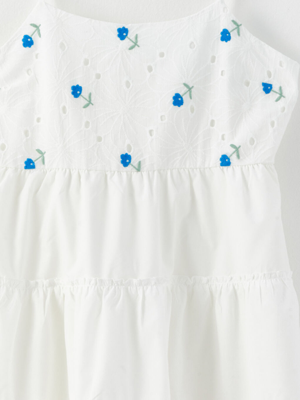 U Neck Embroidered Strap Poplin Women's Dress-7