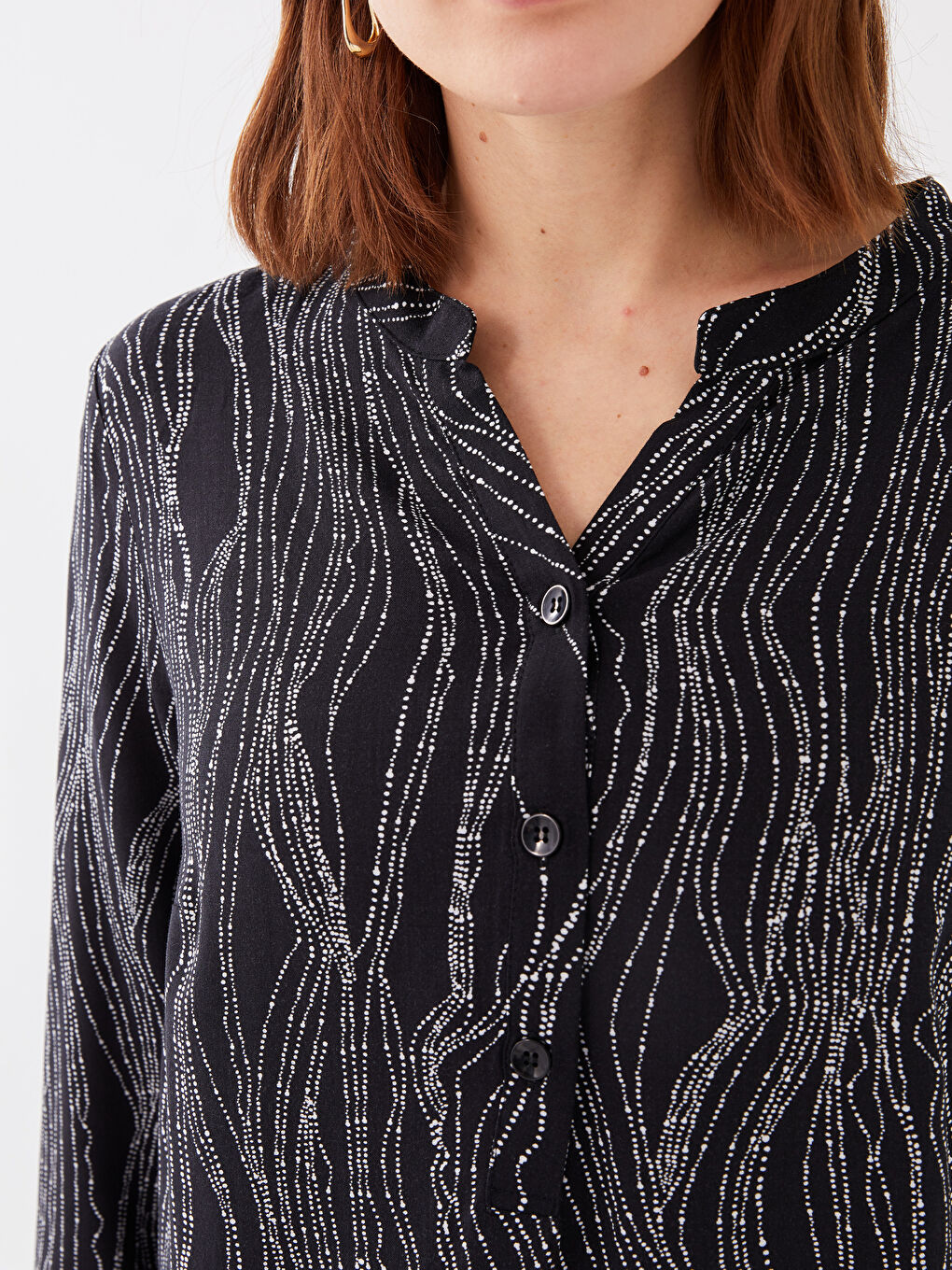 LCW Grace Notch Neck Patterned Long Sleeve Women's Blouse -S38958Z8-LQJ