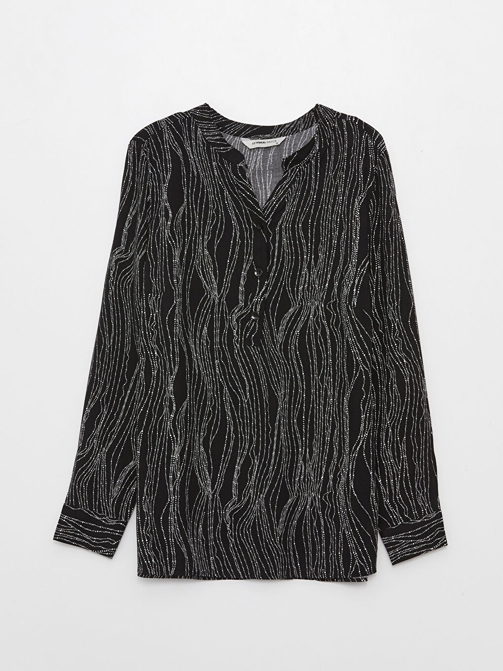 LCW Grace Notch Neck Patterned Long Sleeve Women's Blouse -S38958Z8-LQJ