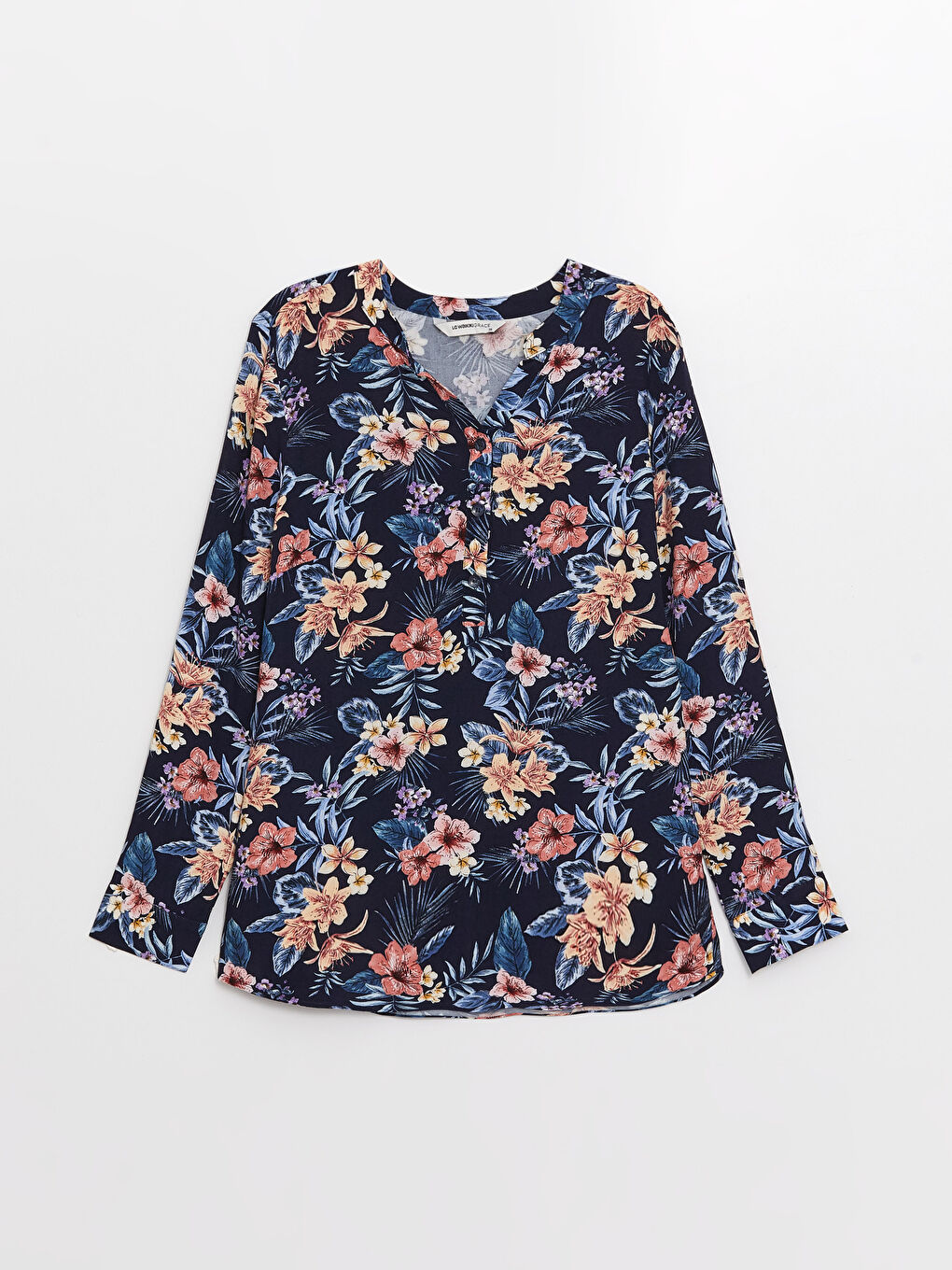 Bluză pentru Femei cu Guler Decolteu în V, Imprimat Floral și Mânecă Lungă-5