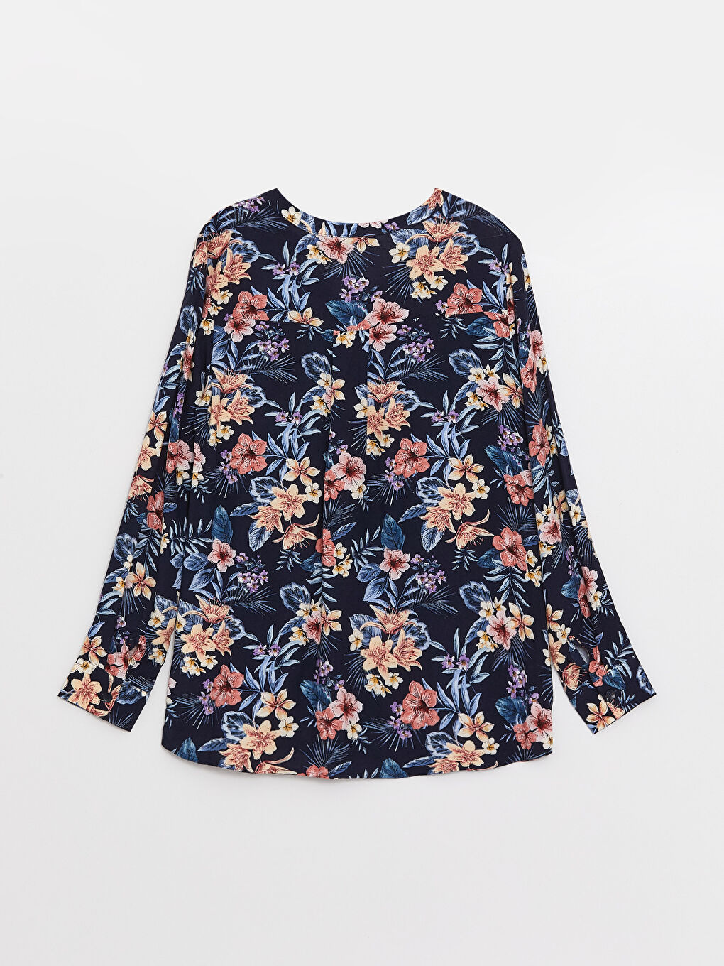 Bluză pentru Femei cu Guler Decolteu în V, Imprimat Floral și Mânecă Lungă-6