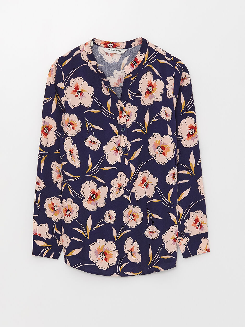 بلوزة كم طويل مزهر بياقة بشق للسيدات-5