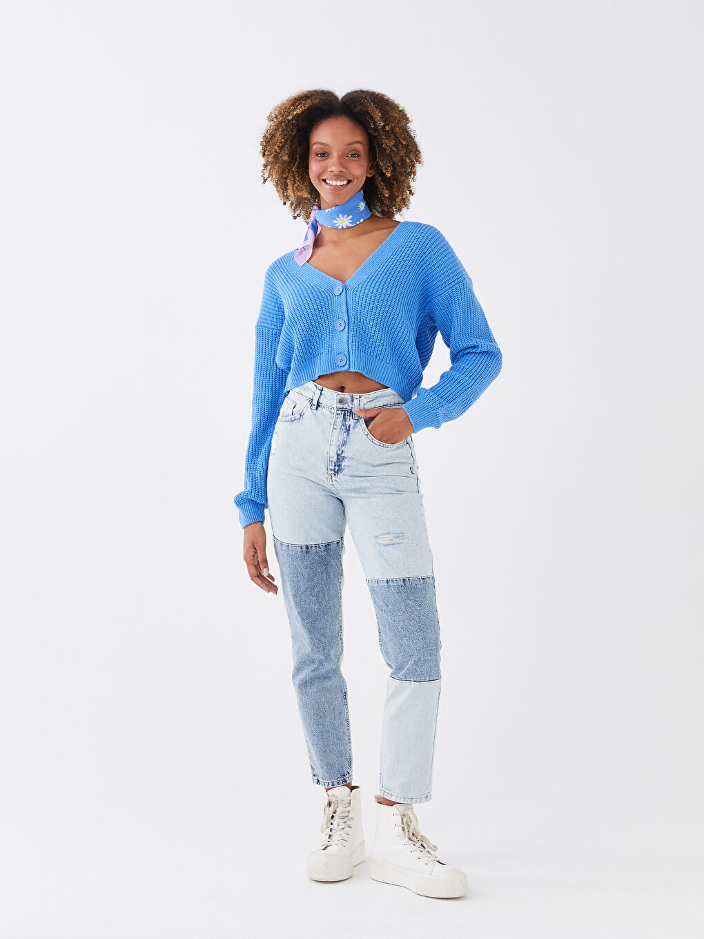 LCW Jeans Hoch taillierte Mom Fit Farbblock Frauen Jeans -S38974Z8-311