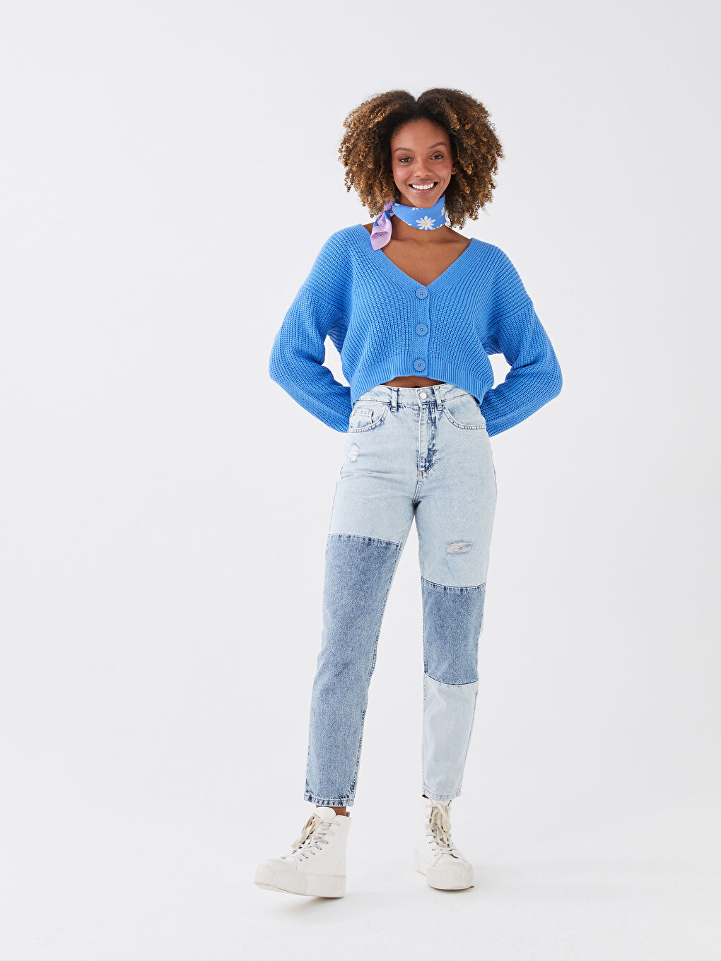 LCW Jeans Hoch taillierte Mom Fit Farbblock Frauen Jeans -S38974Z8-311