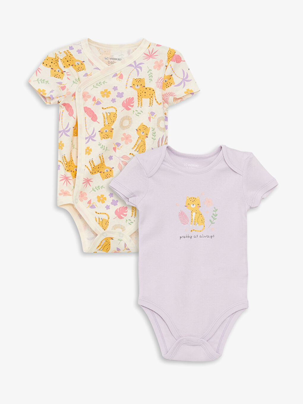 LC Waikiki Pamučni bodi za bebe devojčice sa drikerima 2 komada -S38981Z1-FYE
