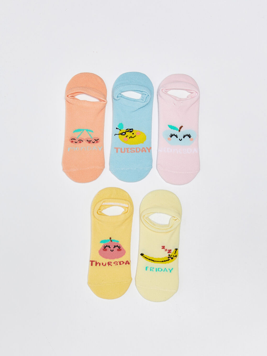 Patterned Girls' Trainer Socks 5 Pack