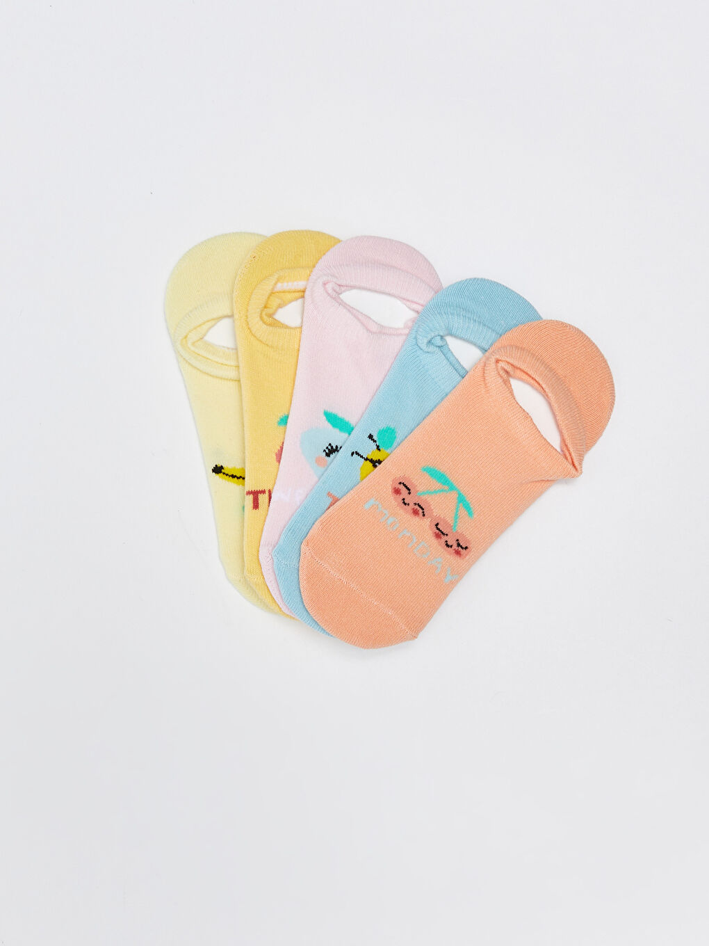 Patterned Girls' Trainer Socks 5 Pack-1