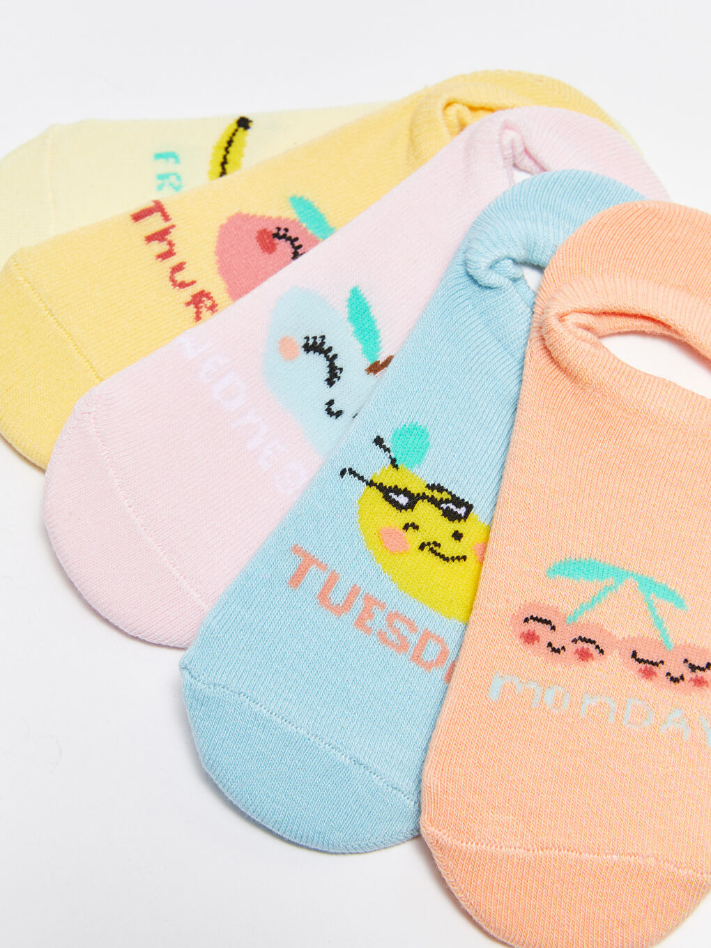 Patterned Girls' Trainer Socks 5 Pack-2