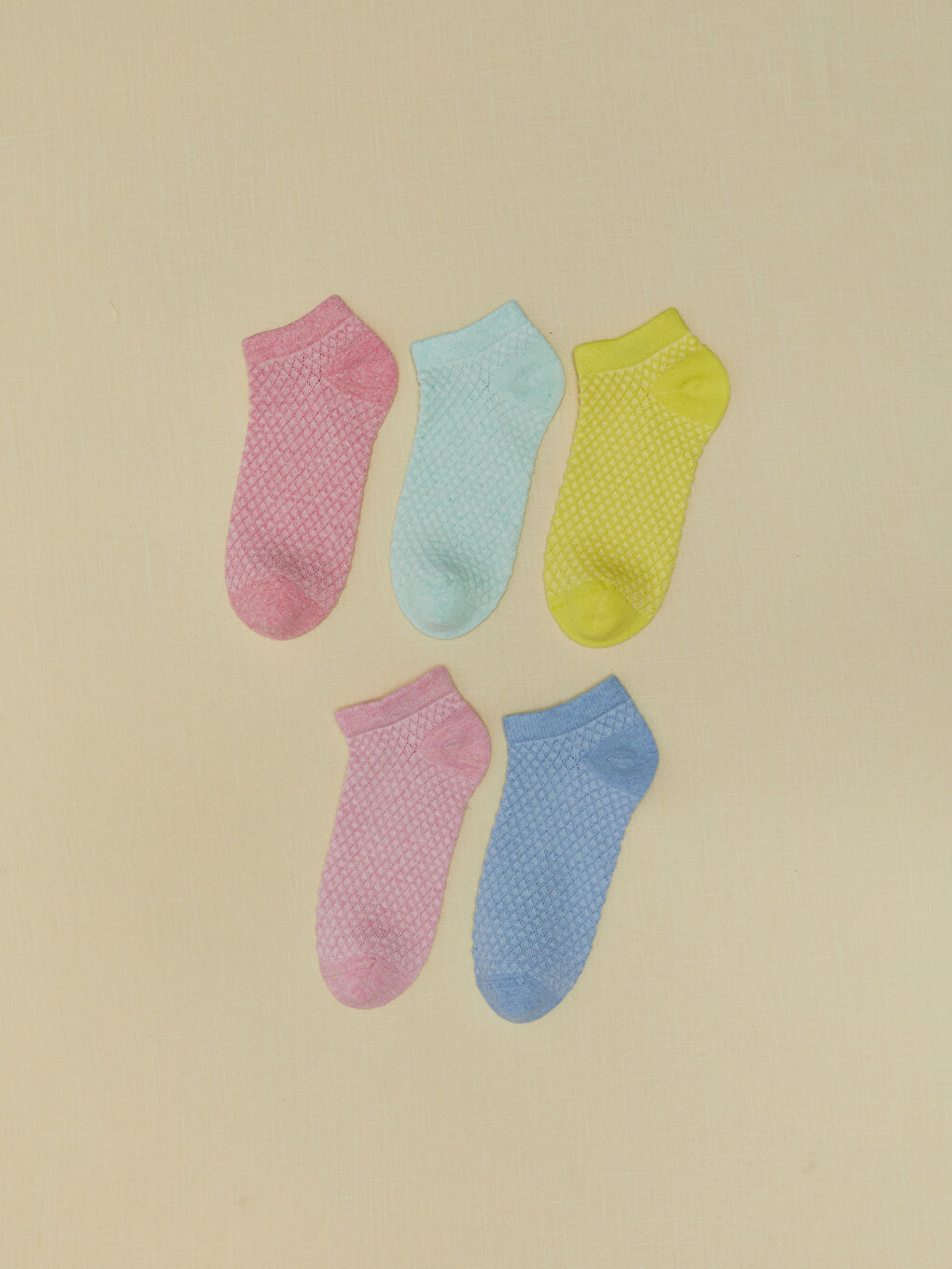 Lila Kendinden Desenli Kız Çocuk Patik Çorap 5'li